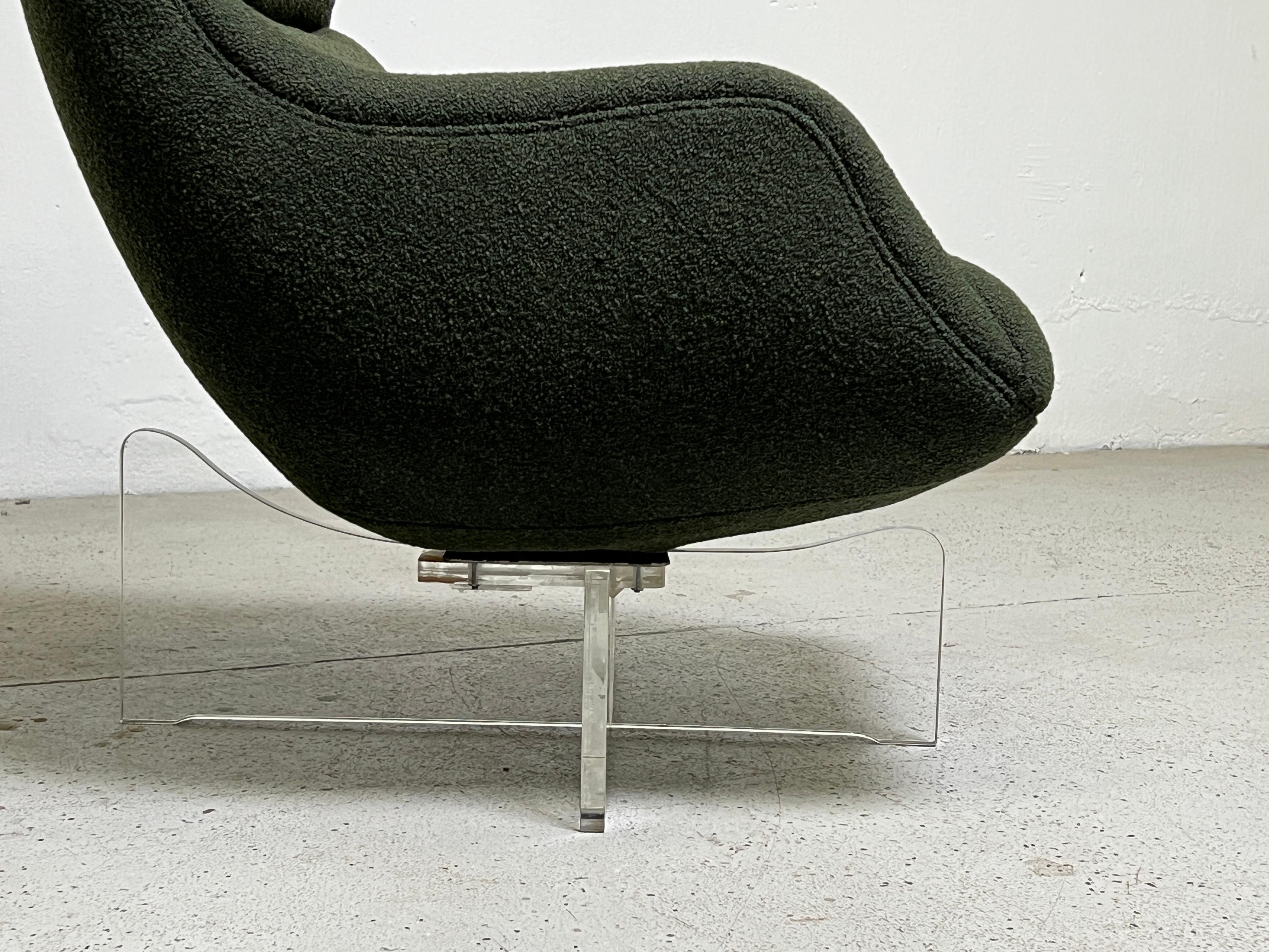 Acrylic Vladimir Kagan Cosmos Swiveling Lounge Chair and Ottoman For Sale
