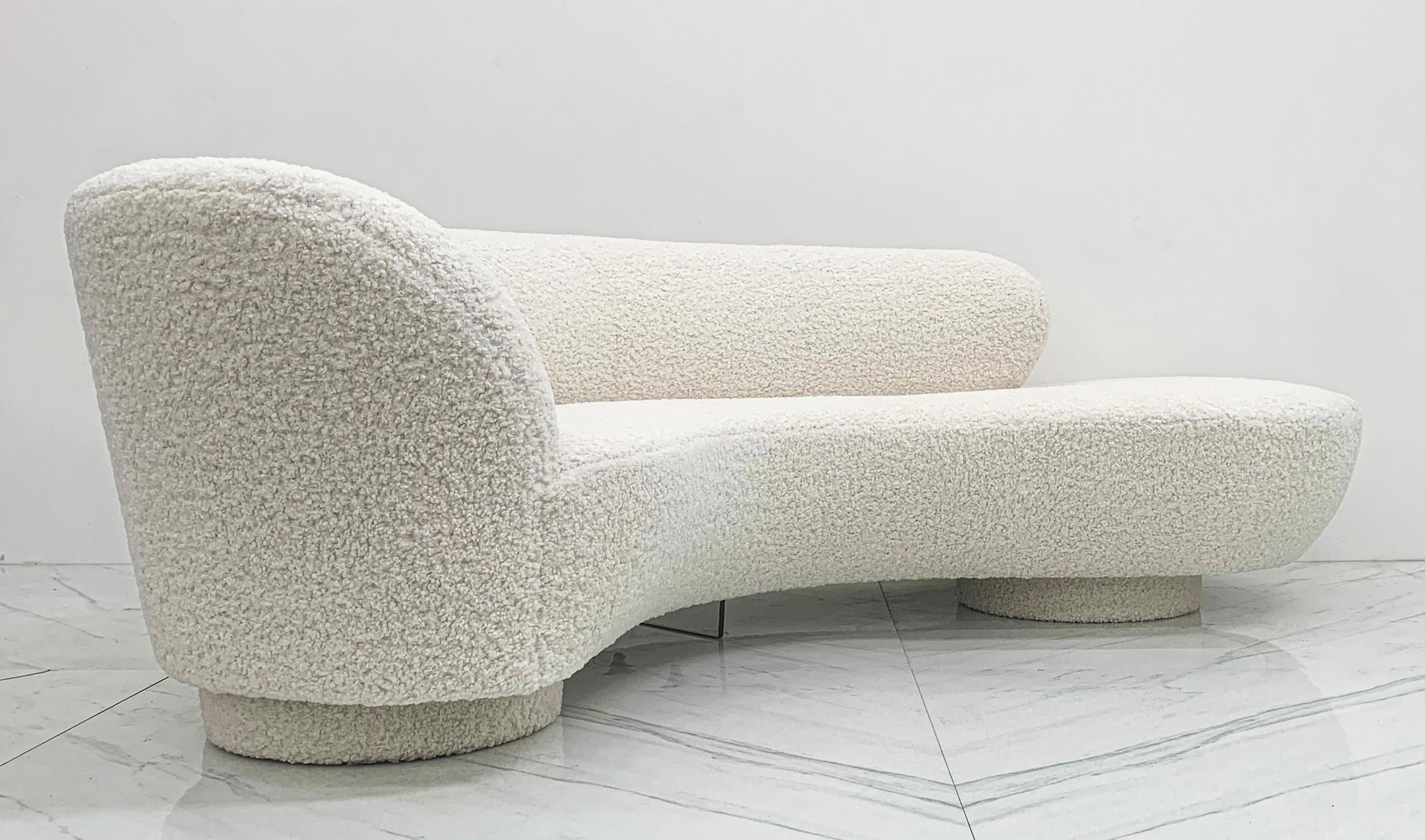 American Vladimir Kagan Cloud Serpentine Sofa Upholstered in Heavy Ivory Boucle