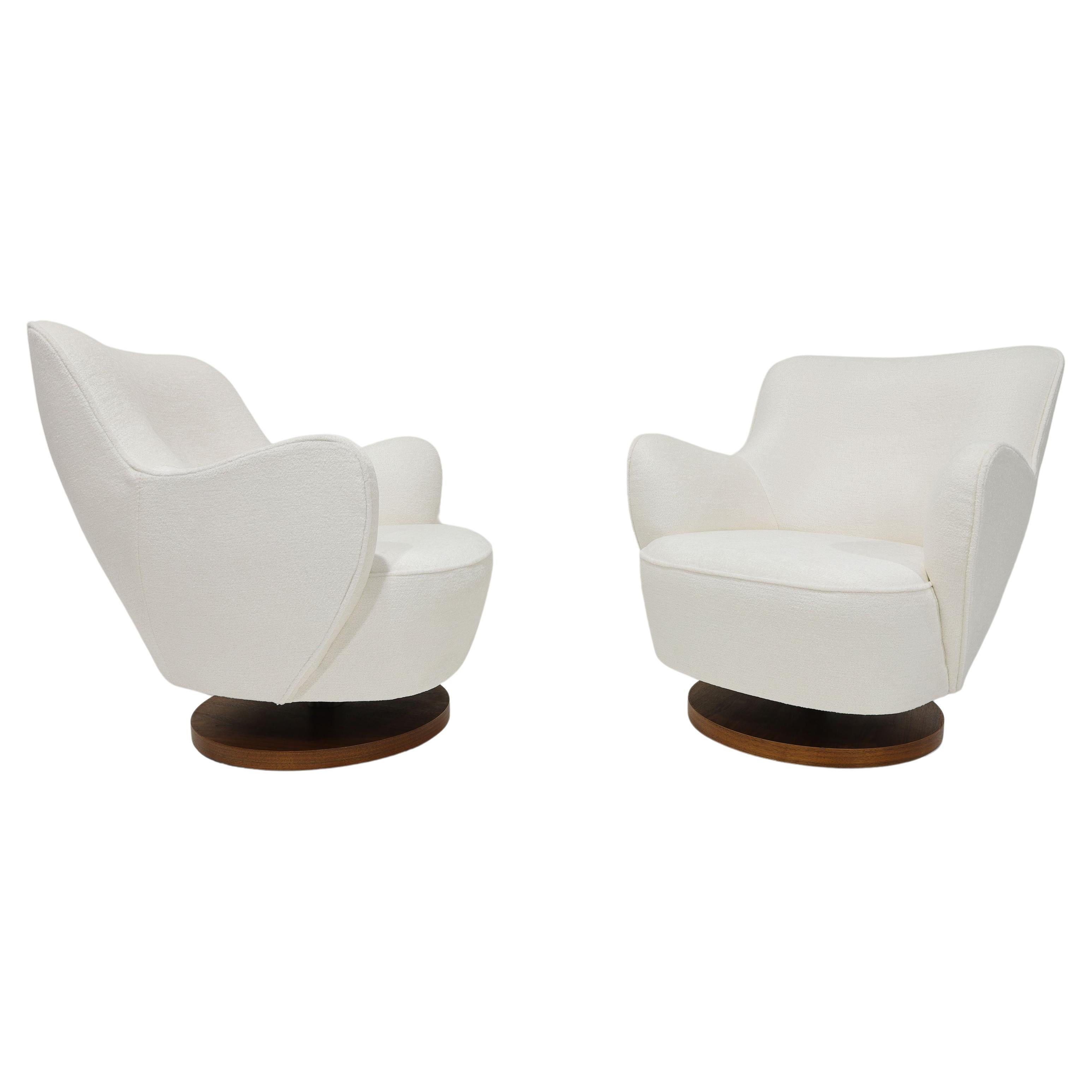 Vladimir Kagan Couture Swivel Chairs in Holly Hunt Great Outdoors For Sale