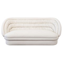 Vladimir Kagan Halbmond-Sofa aus weißem italienischem Bouclé, 1970er Jahre