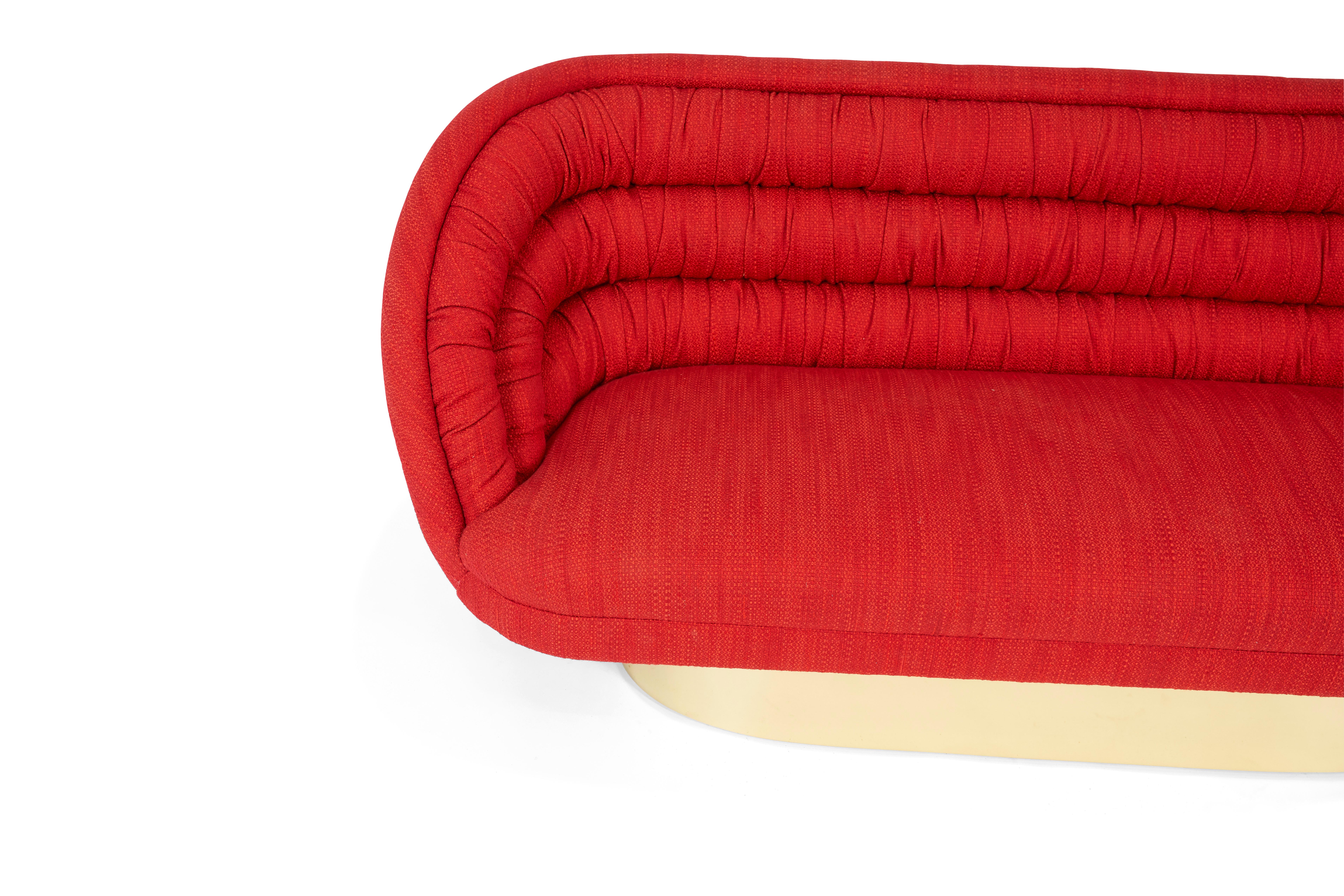 American Vladimir Kagan Crescent Sofa on Brass Base