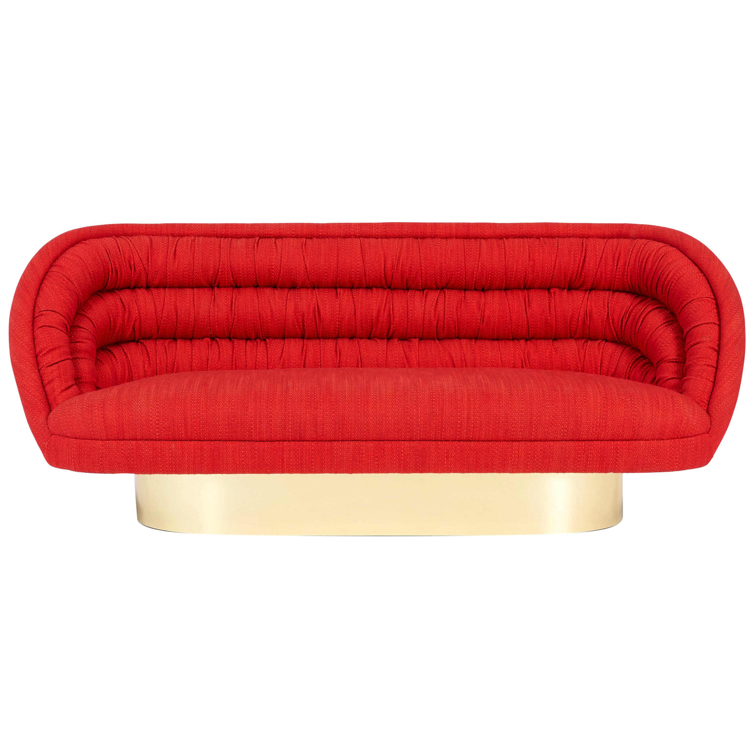 Vladimir Kagan Crescent Sofa on Brass Base