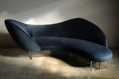 Vladimir Kagan Curved Blue Velvet "Hindsight Sofa", 2024