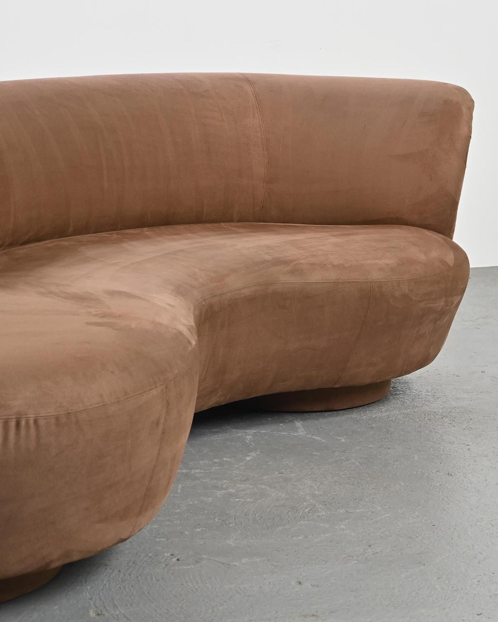 American Vladimir Kagan Curved Free Form Styled Sofa in Suede Upholstery, 1990s For Sale