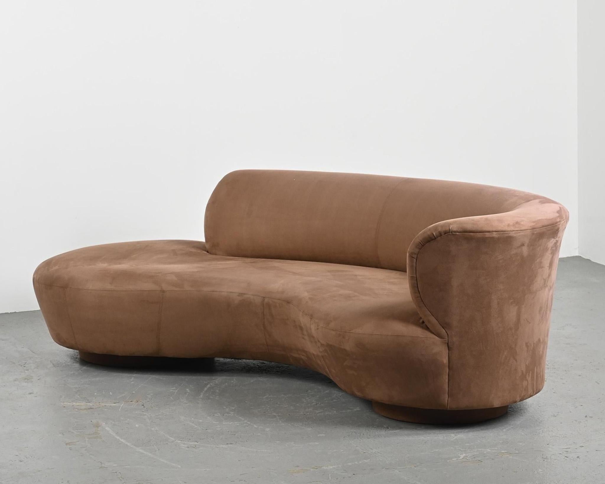 Late 20th Century Vladimir Kagan Curved Free Form Styled Sofa in Suede Upholstery, 1990s For Sale