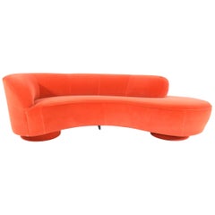 Vladimir Kagan Curved Serpentine Cloud for Sofa in Red/Orange Cotton Velvet