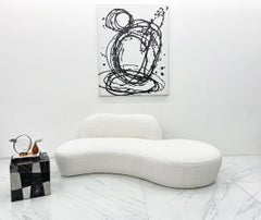 Vladimir Kagan Curved Zoe Sofa in White Boucle for American Leather, Signed