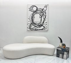 Vladimir Kagan Curved Zoe Sofa in White Boucle for American Leather, Signed