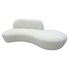 Vladimir Kagan Curved Zoe Sofa in White Boucle for American Leather, Signed