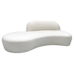 Vladimir Kagan Curved Zoe Sofa in White Boucle for American Leather, Signed