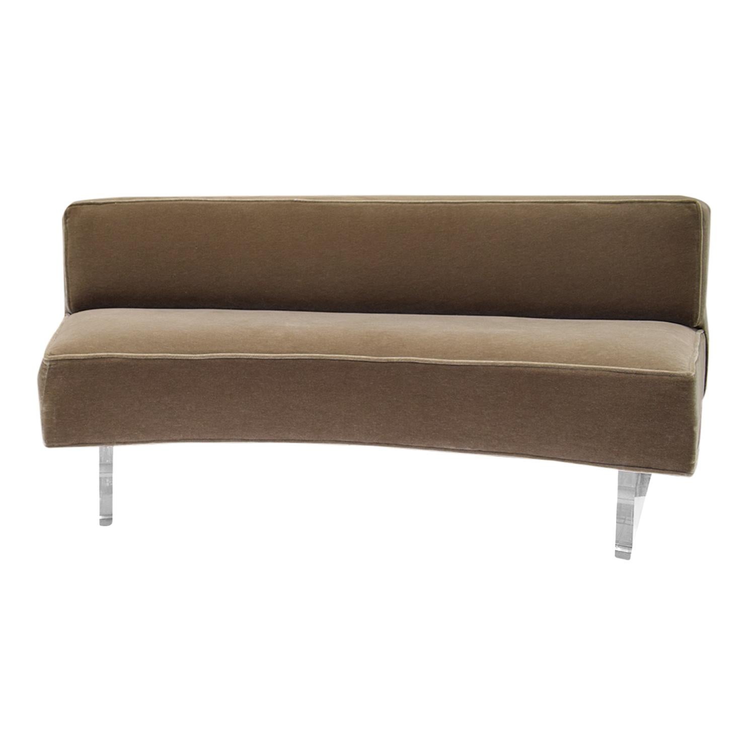 American Vladimir Kagan Custom Curved Omnibus Sofa with Lucite Bases 1990s 'Signed'