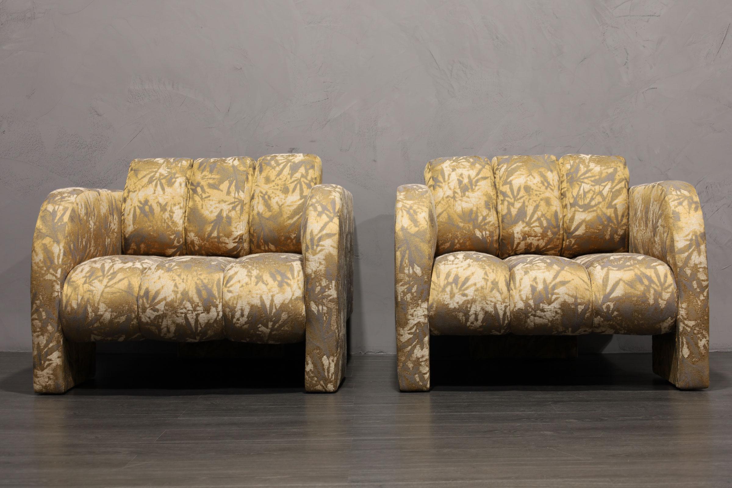 Mid-Century Modern Vladimir Kagan Deco Lounge Chairs in Parisian Fabric