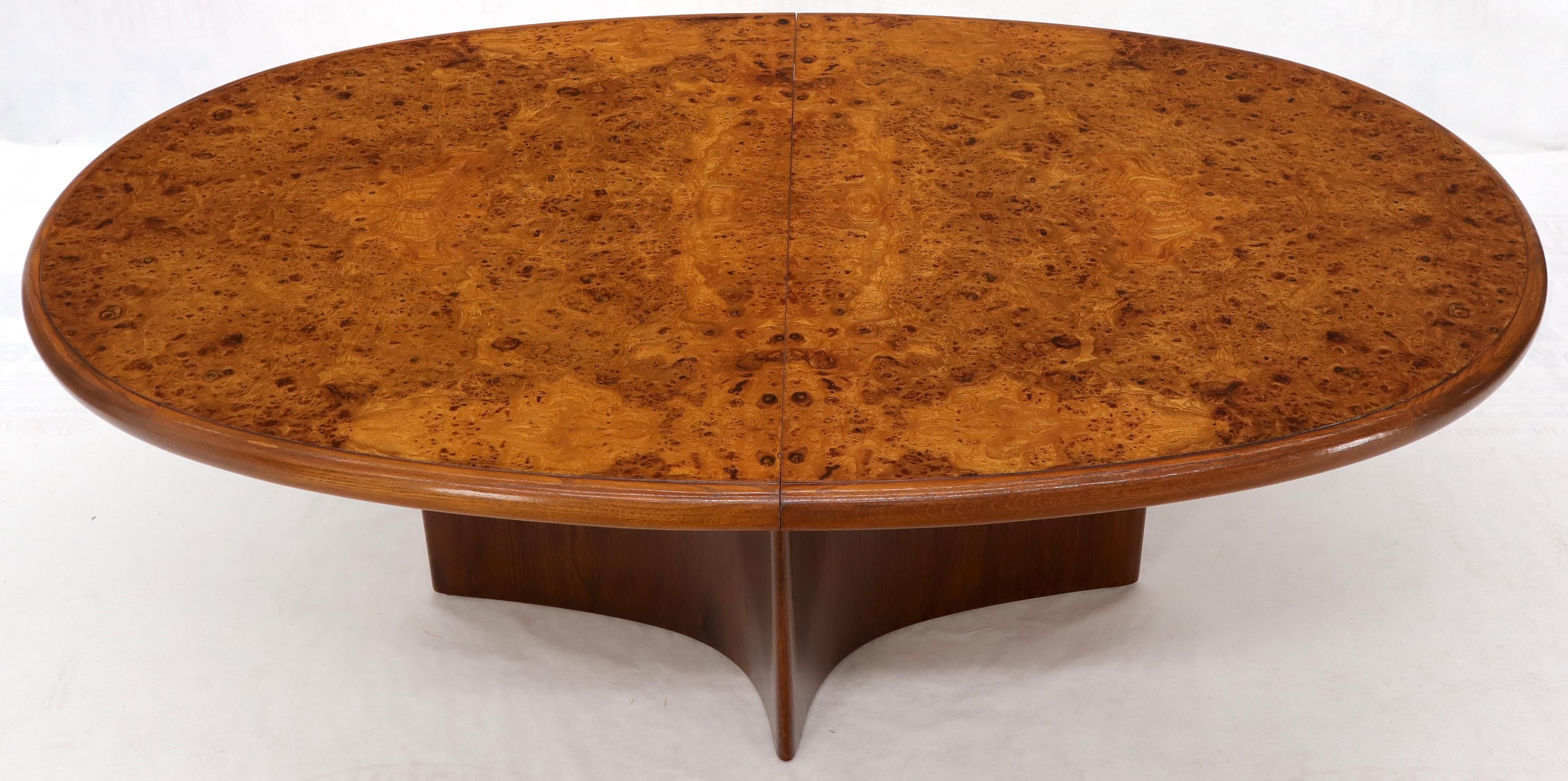 Lacquered Vladimir Kagan Dimond Base Oval Burl Wood Top Dining Conference Table 