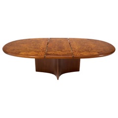 Vintage Vladimir Kagan Dimond Base Oval Burl Wood Top Dining Conference Table 