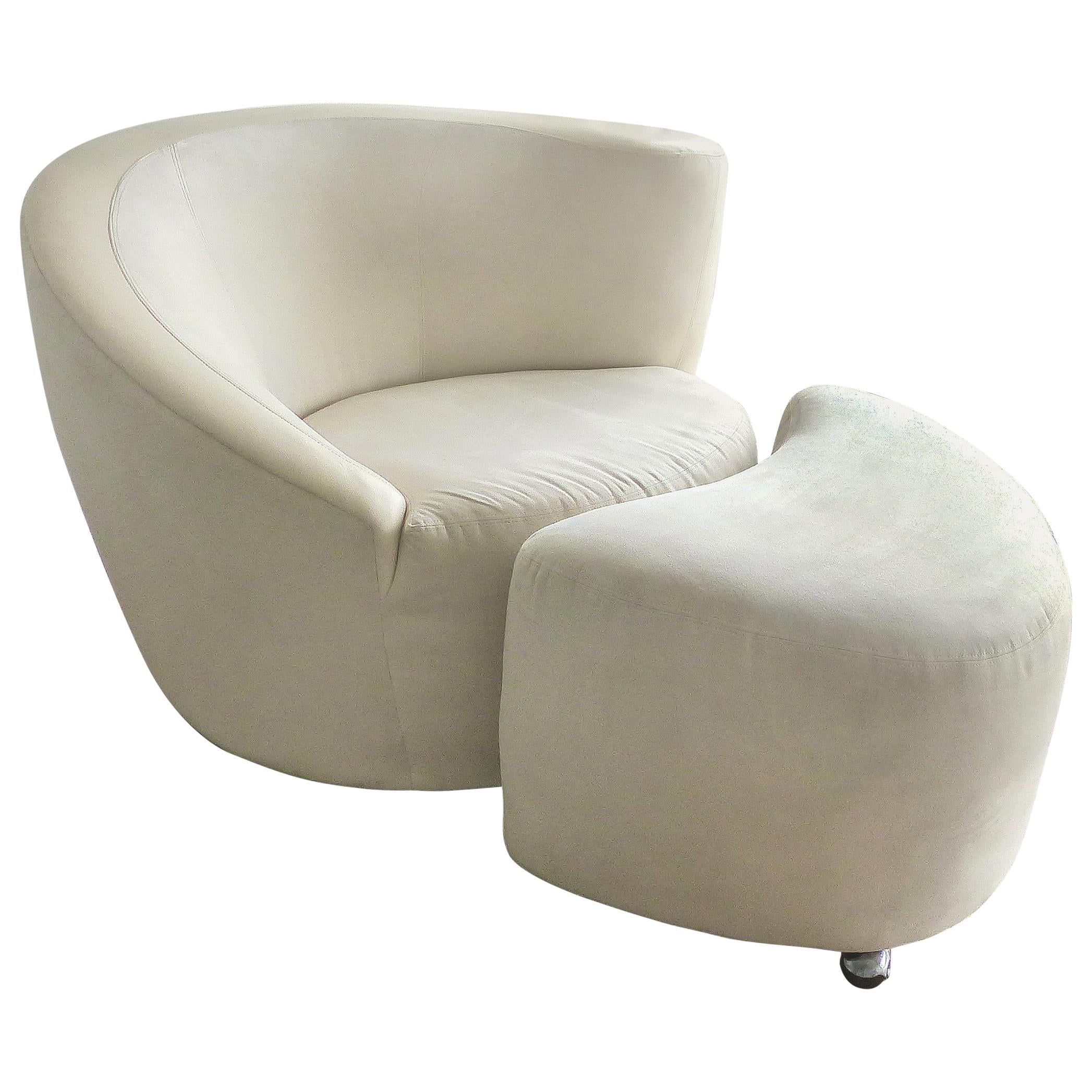 Vladimir Kagan Directional Nautilus Chair and Ottoman