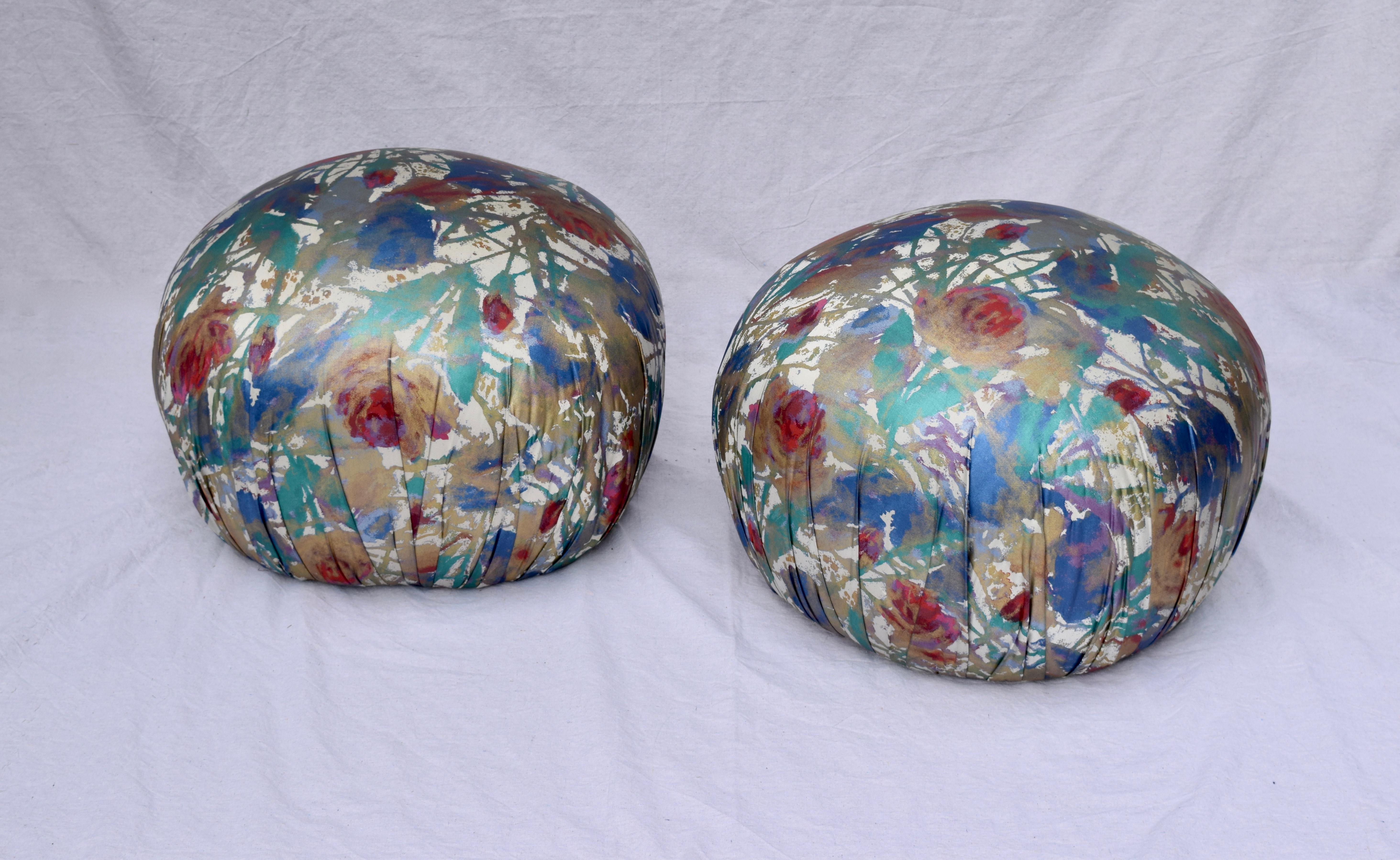 North American Directional Pouf Ottomans, Pair