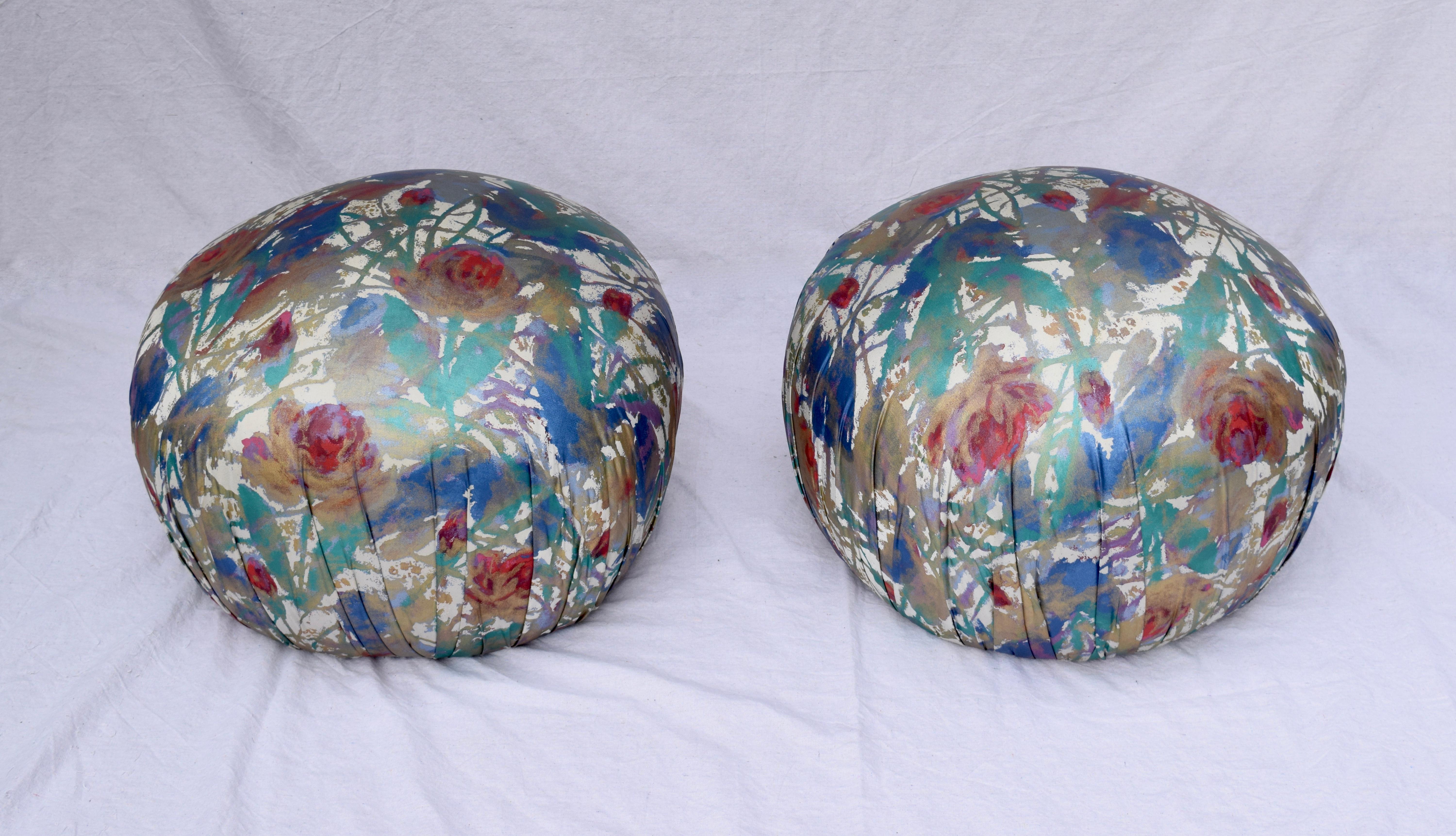 Directional Pouf Ottomans, Pair In Good Condition In Southampton, NJ