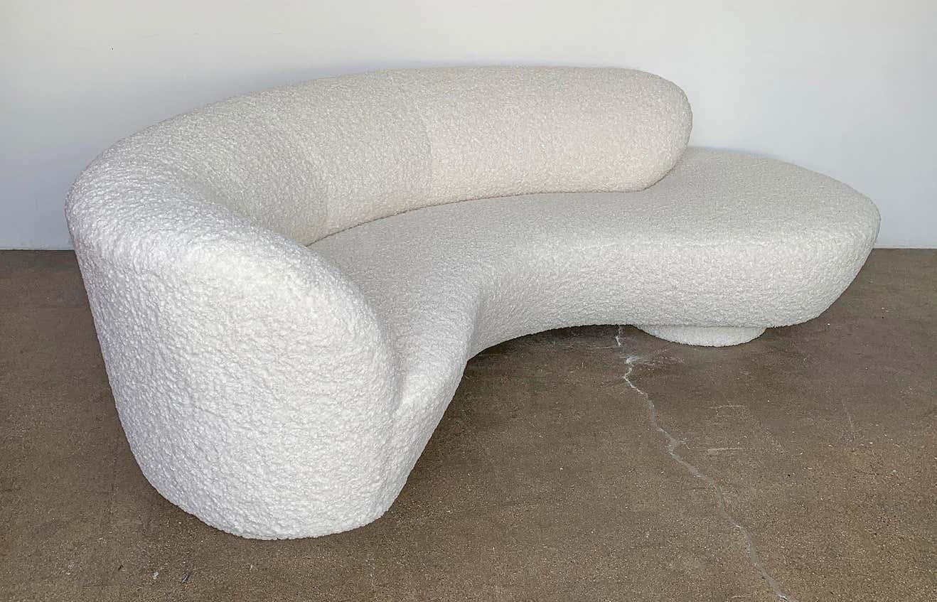Bouclé Vladimir Kagan Directional Serpentine Cloud Sofa in Ivory Boucle