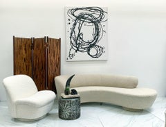 Vladimir Kagan Directional Serpentine Cloud Sofa in Teddy-bear Tan Boucle