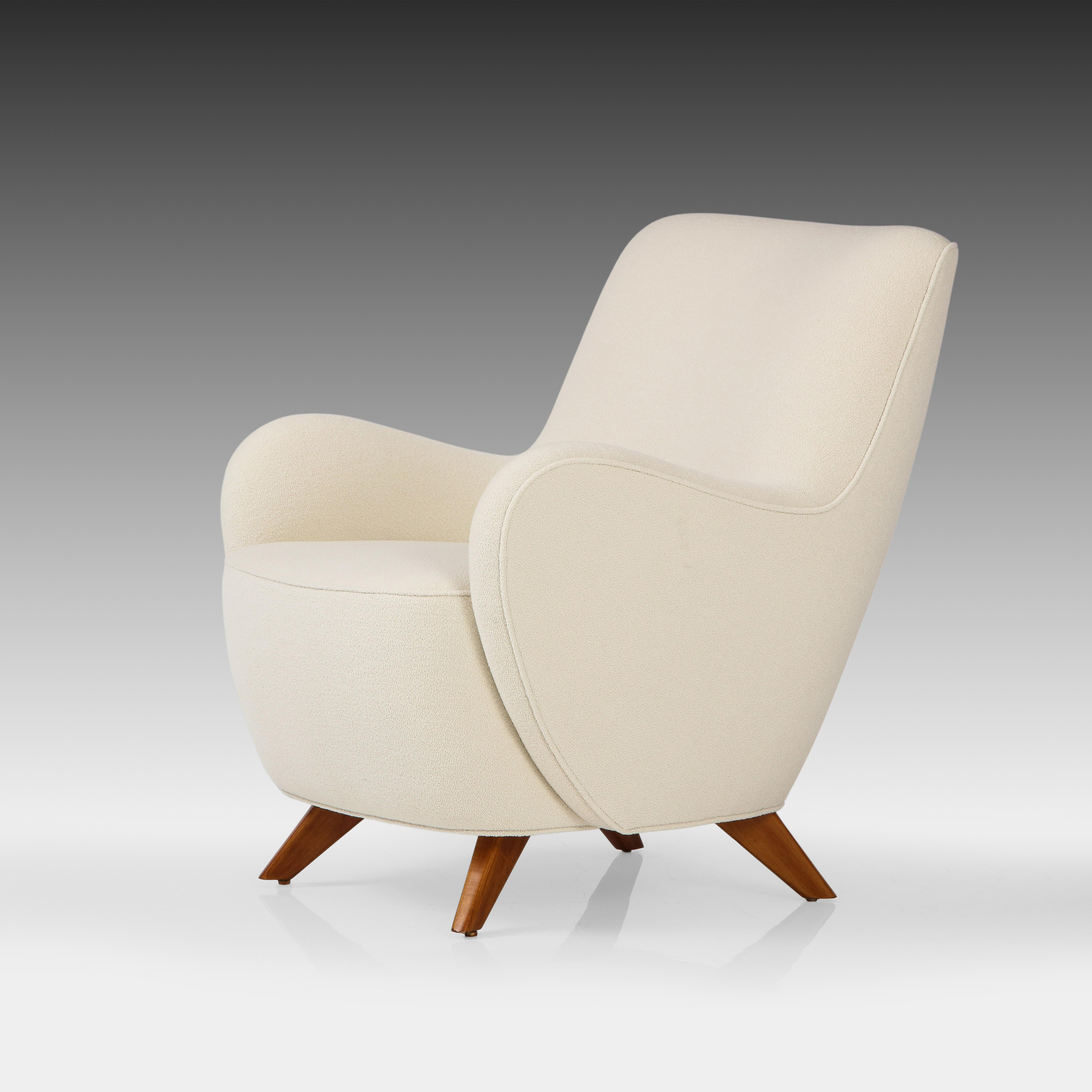 Vladimir Kagan Early Rare High Back Barrel Lounge Chair and Ottoman, USA, 1950s In Good Condition For Sale In New York, NY