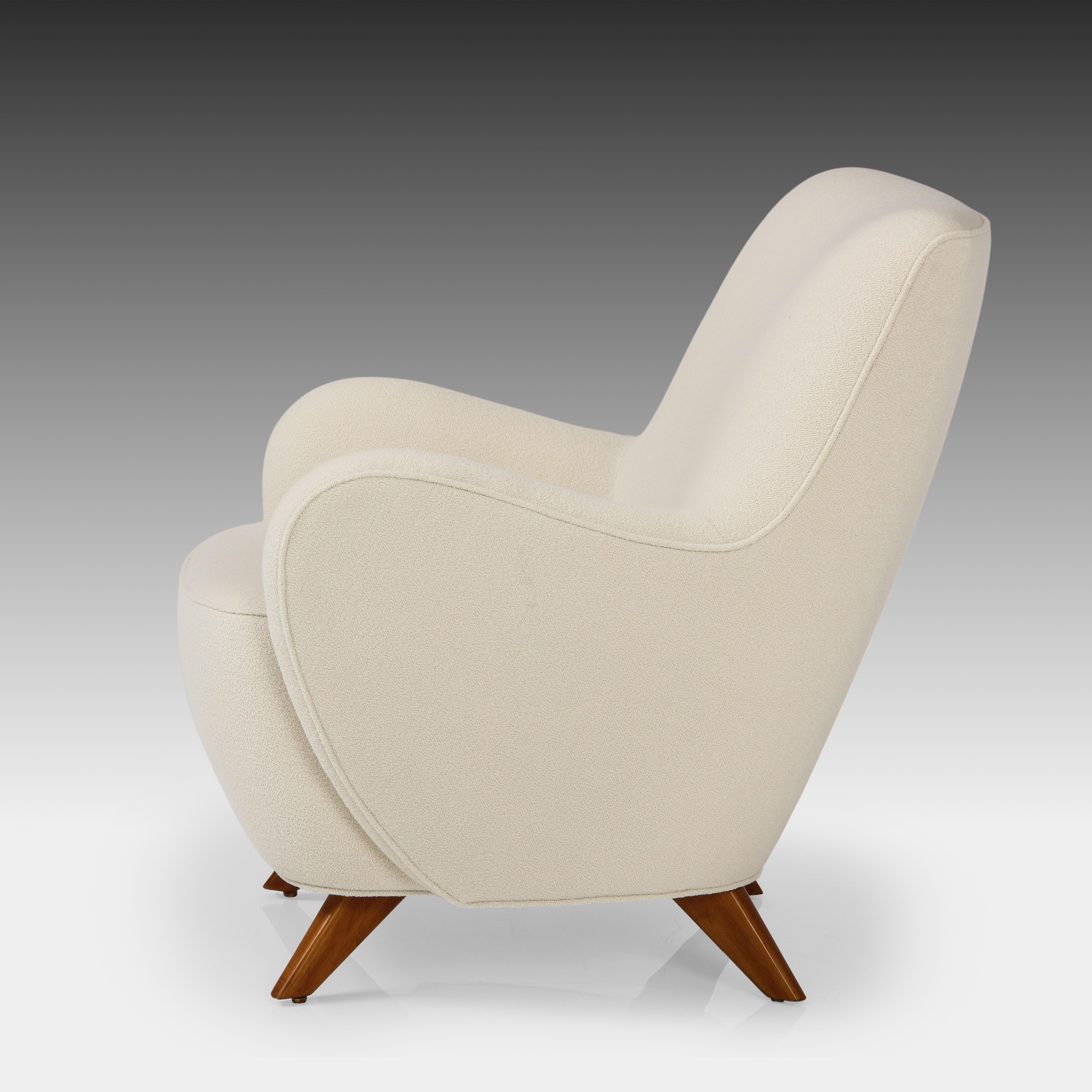 Mid-20th Century Vladimir Kagan Early Rare High Back Barrel Lounge Chair and Ottoman, USA, 1950s For Sale