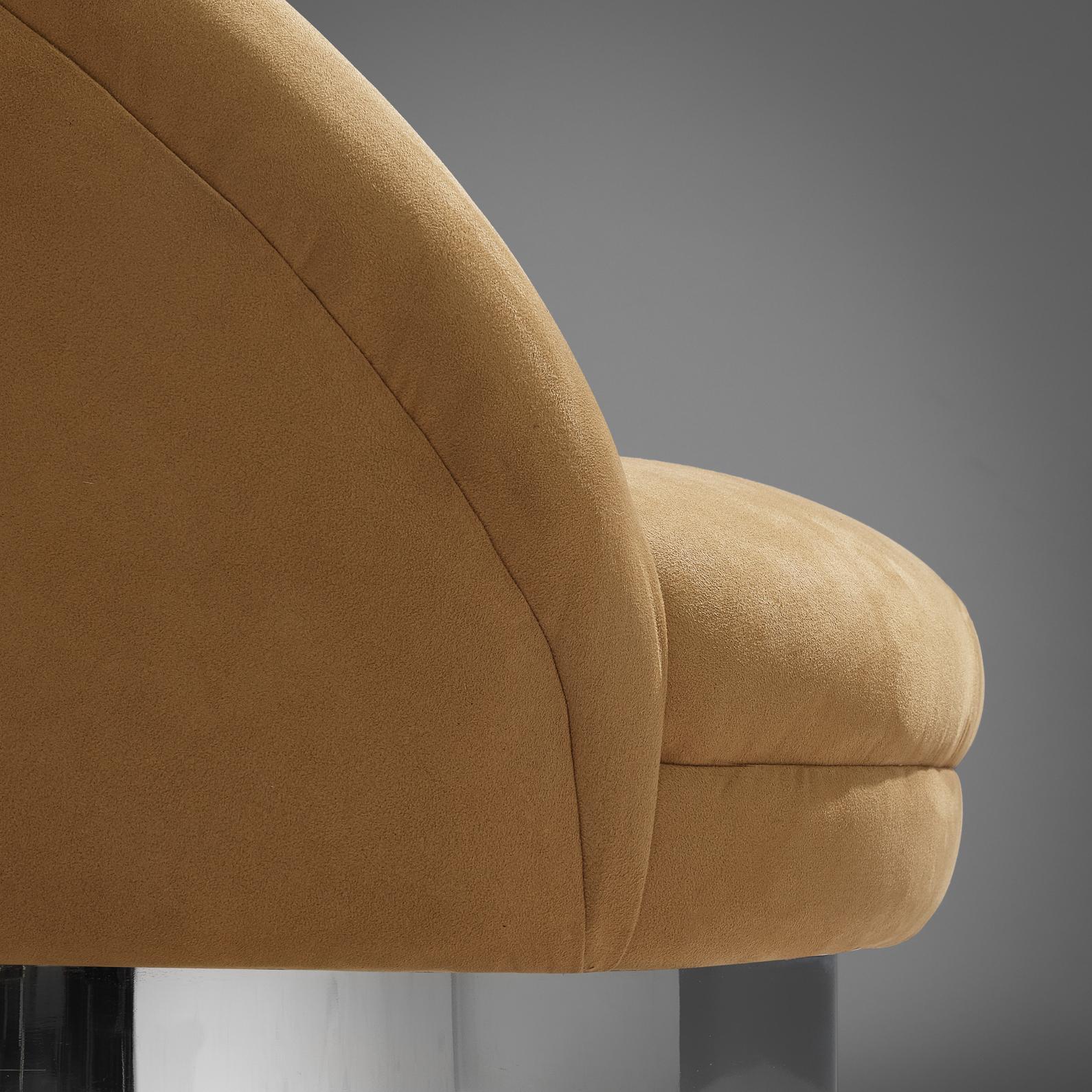 American Vladimir Kagan 'Ellipse' Lounge Chair in Beige Upholstery For Sale