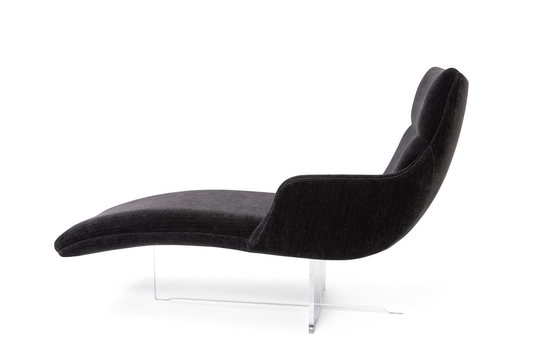 American Erica Chaise by Vladimir Kagan in Charcoal Gray Chenille