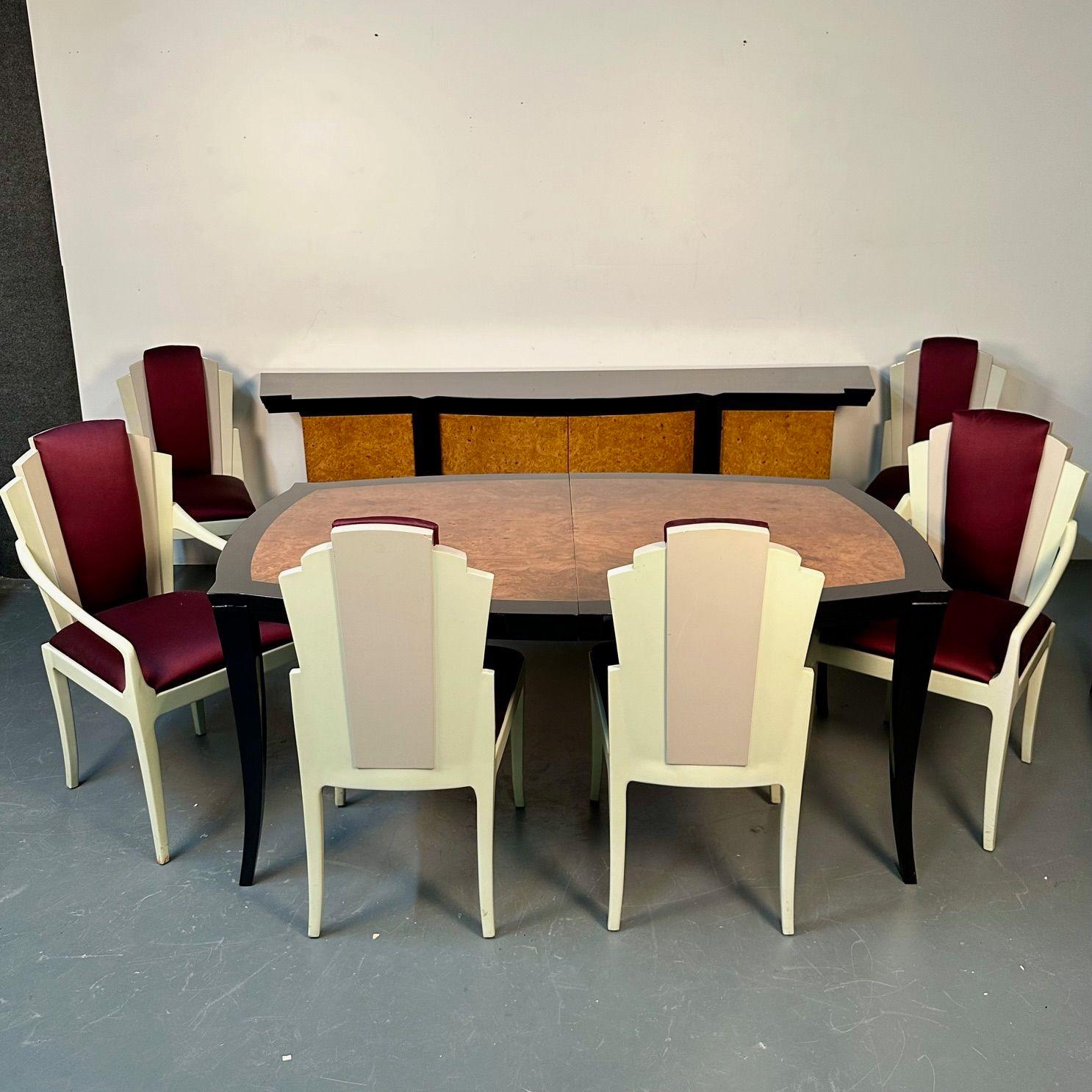 Vladimir Kagan, Mid-Century Modern, Eva Dining Room Set, Maple, Black Lacquer In Good Condition For Sale In Stamford, CT