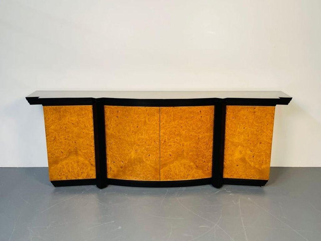 Birdseye Maple Vladimir Kagan, Mid-Century Modern, Eva Dining Room Set, Maple, Black Lacquer For Sale
