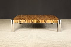 Vladimir Kagan Exotic Rosewood and Chrome Coffee Table, circa 1970s