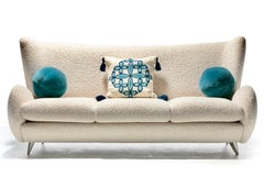 Vladimir Kagan Fiftyish Sofa in Super Soft Ivory White Bouclé