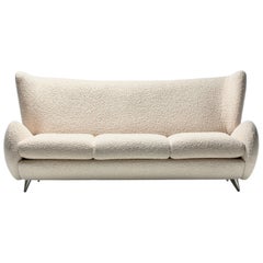 Vladimir Kagan Fiftyish Sofa in Super Soft Ivory White Bouclé