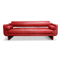 Vladimir Kagan for American Leather 'Matinee' Red Leather Sofa Daybed, Signed
