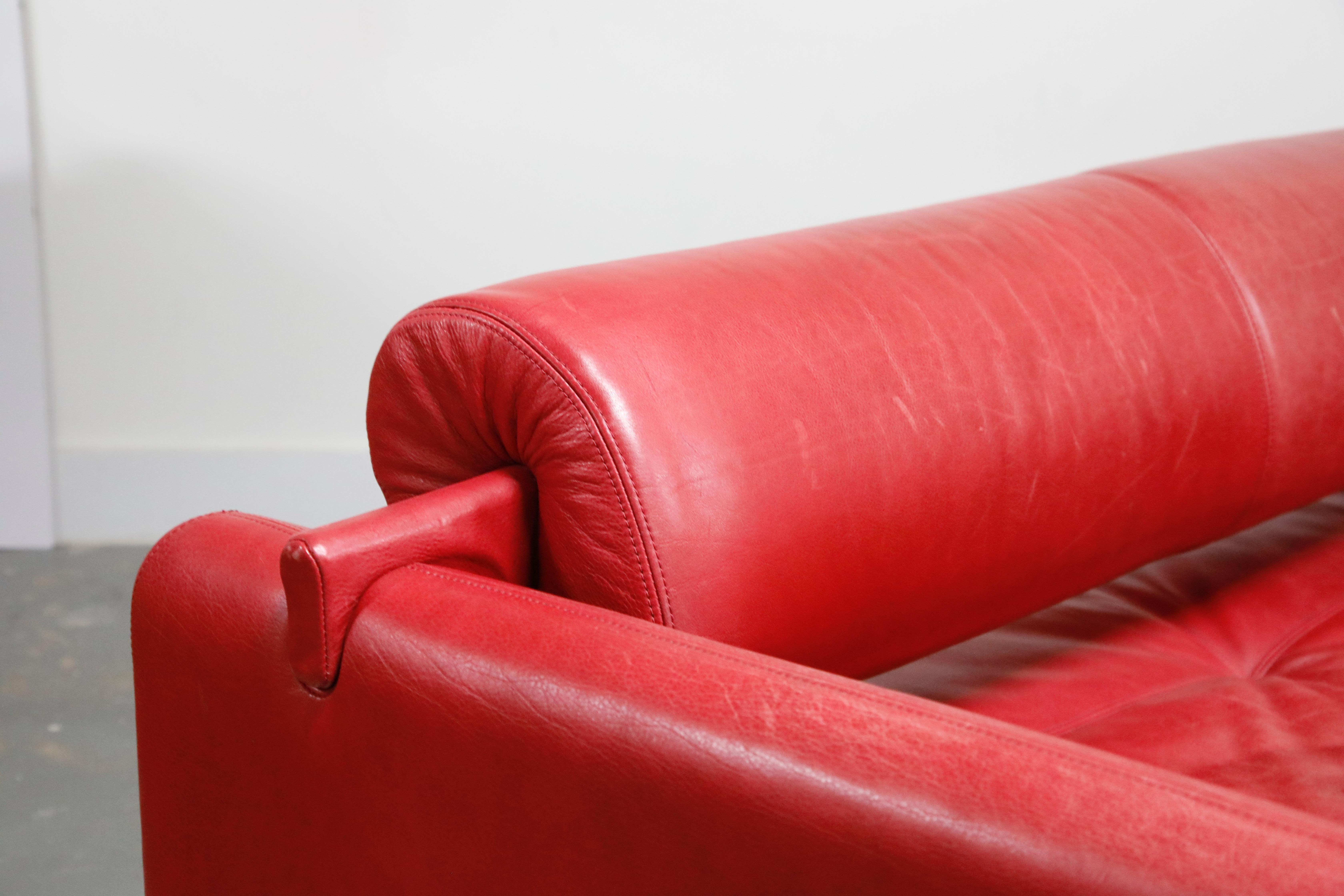 Vladimir Kagan for American Leather 'Matinee' Red Leather Sofa Daybed, Signed 1