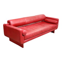 Vladimir Kagan for American Leather 'Matinee' Red Leather Sofa Daybed, Signed