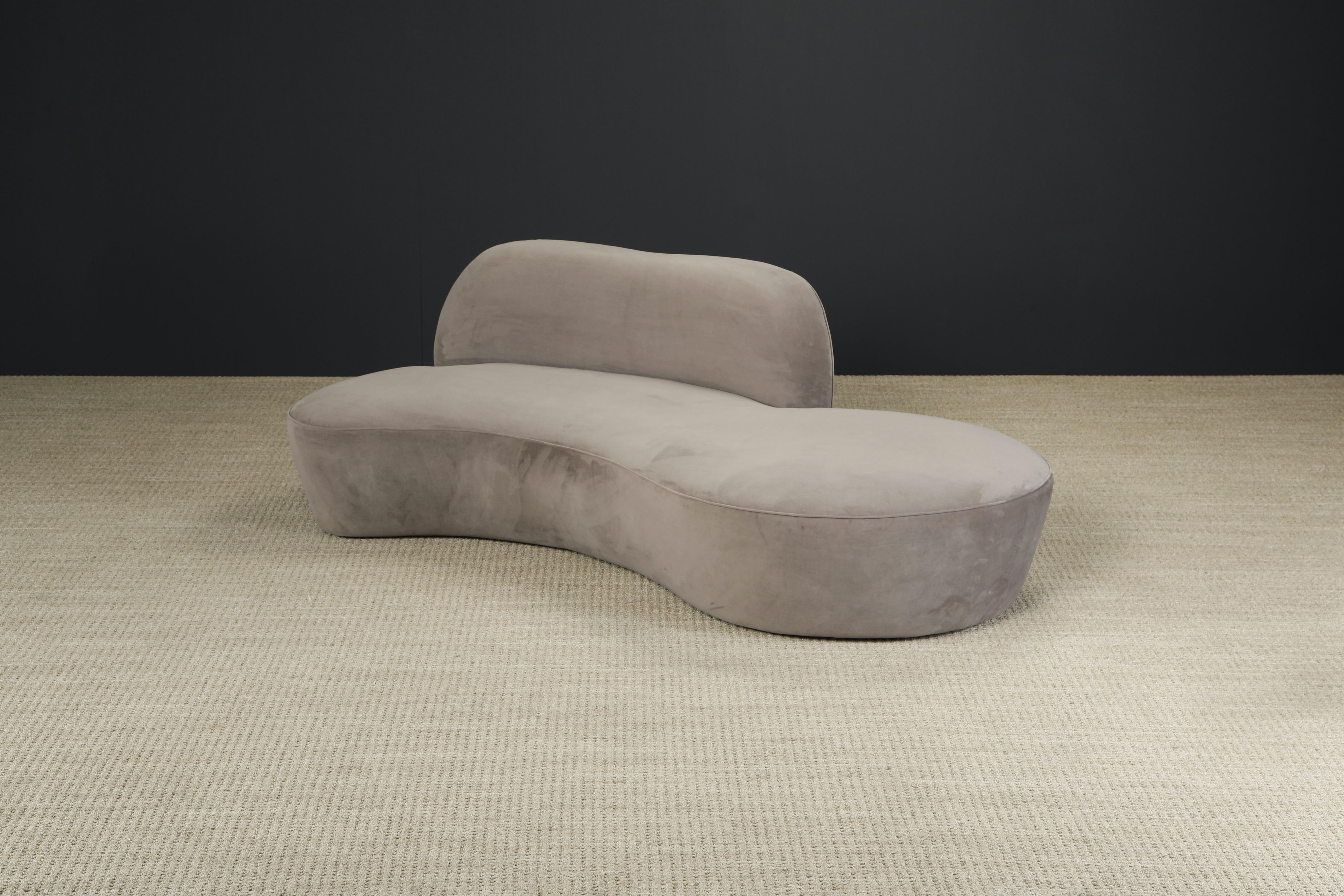 Vladimir Kagan for American Leather 'Zoe' Sofa in Grey Alcantara, Signed For Sale 5