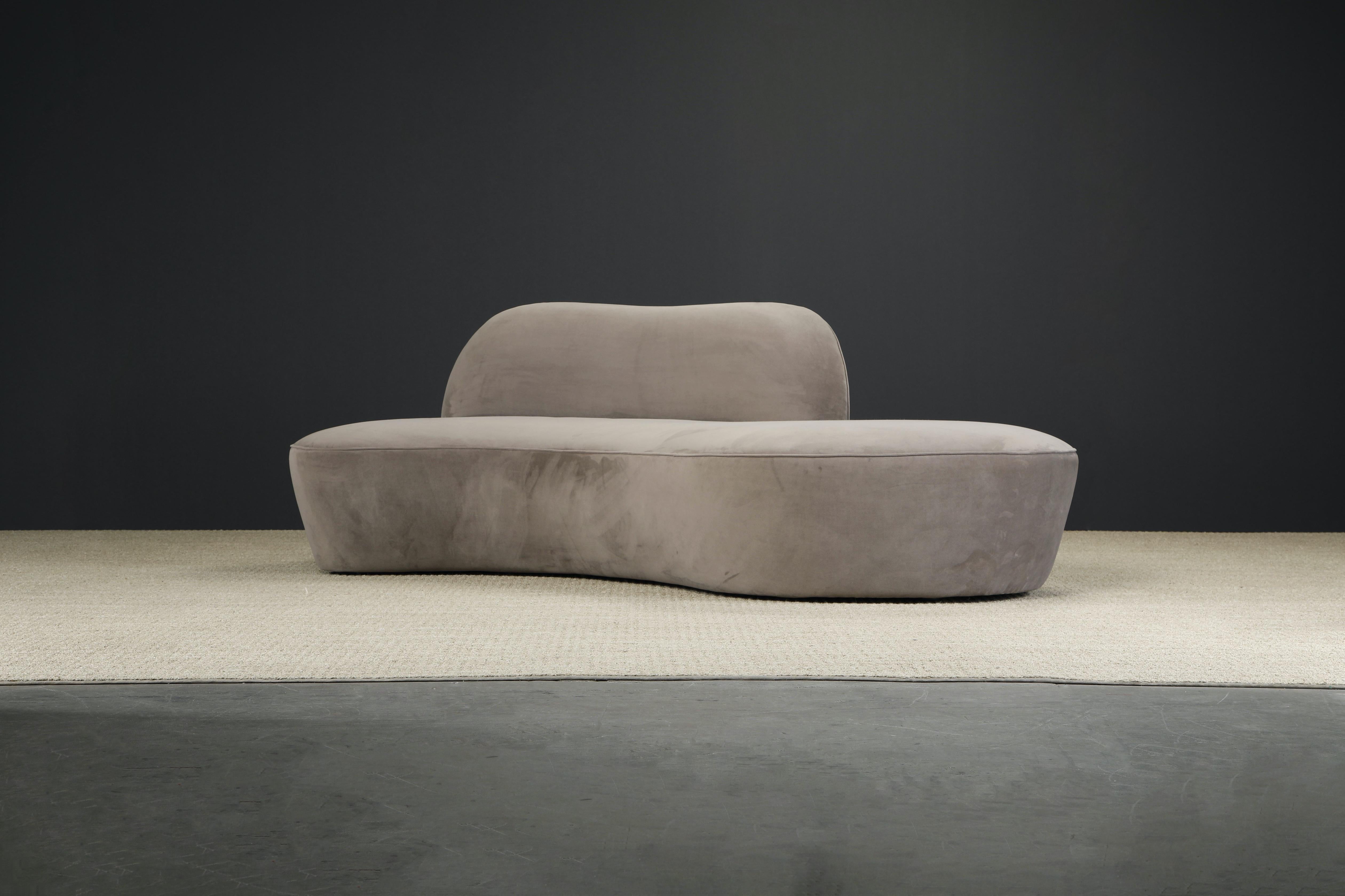 Vladimir Kagan for American Leather 'Zoe' Sofa in Grey Alcantara, Signed For Sale 6