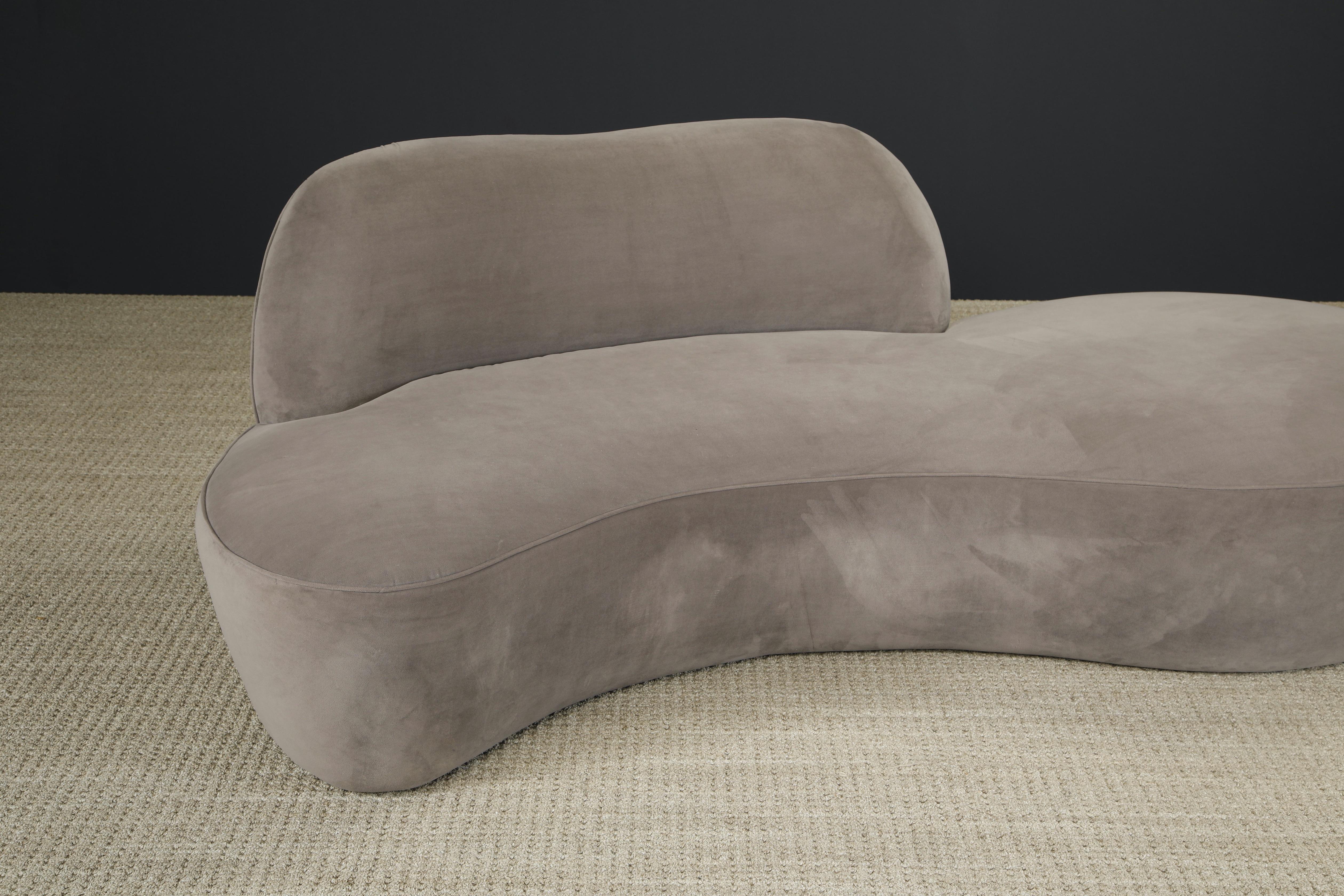 Vladimir Kagan for American Leather 'Zoe' Sofa in Grey Alcantara, Signed For Sale 7