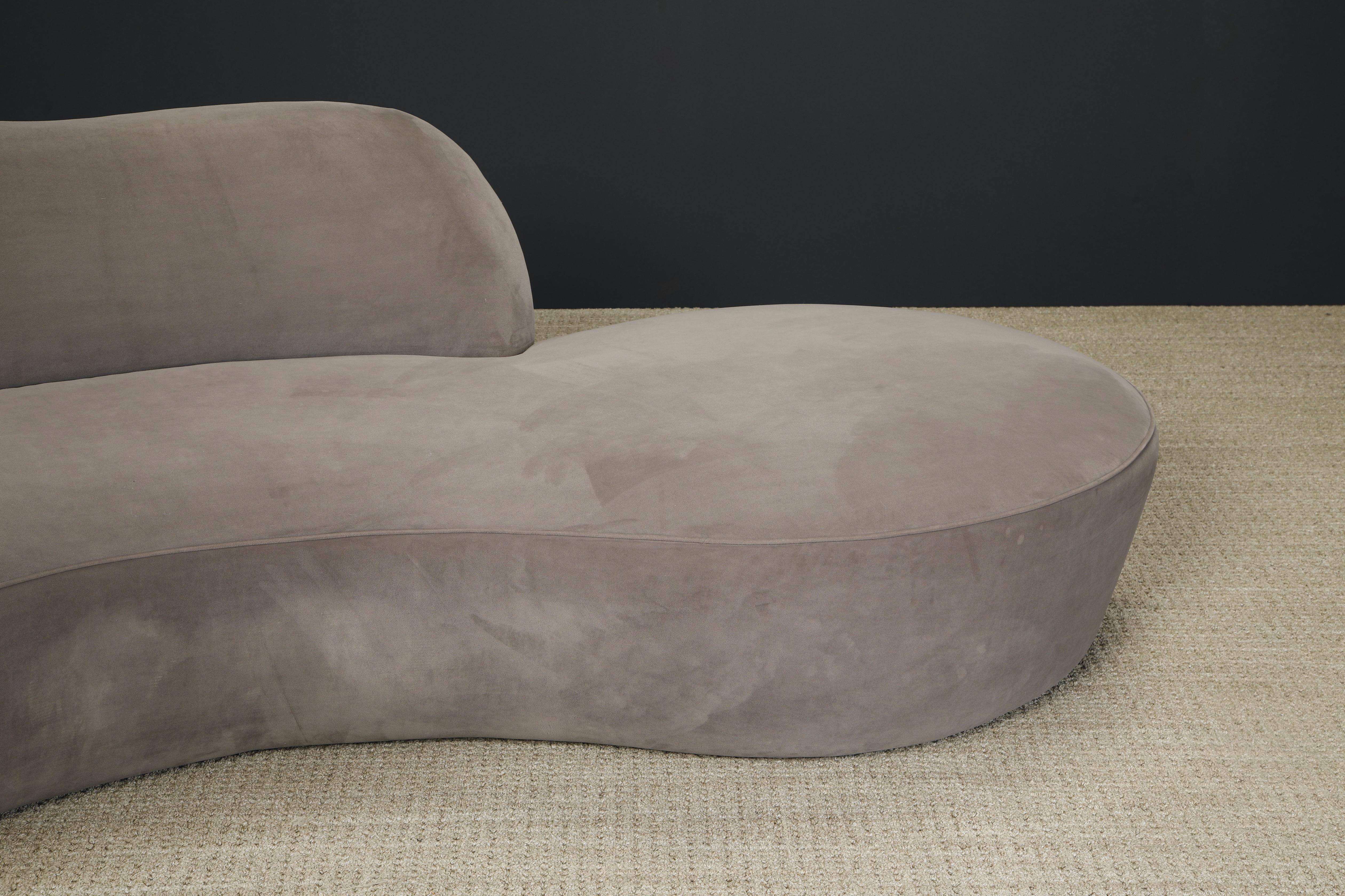 Vladimir Kagan for American Leather 'Zoe' Sofa in Grey Alcantara, Signed For Sale 8