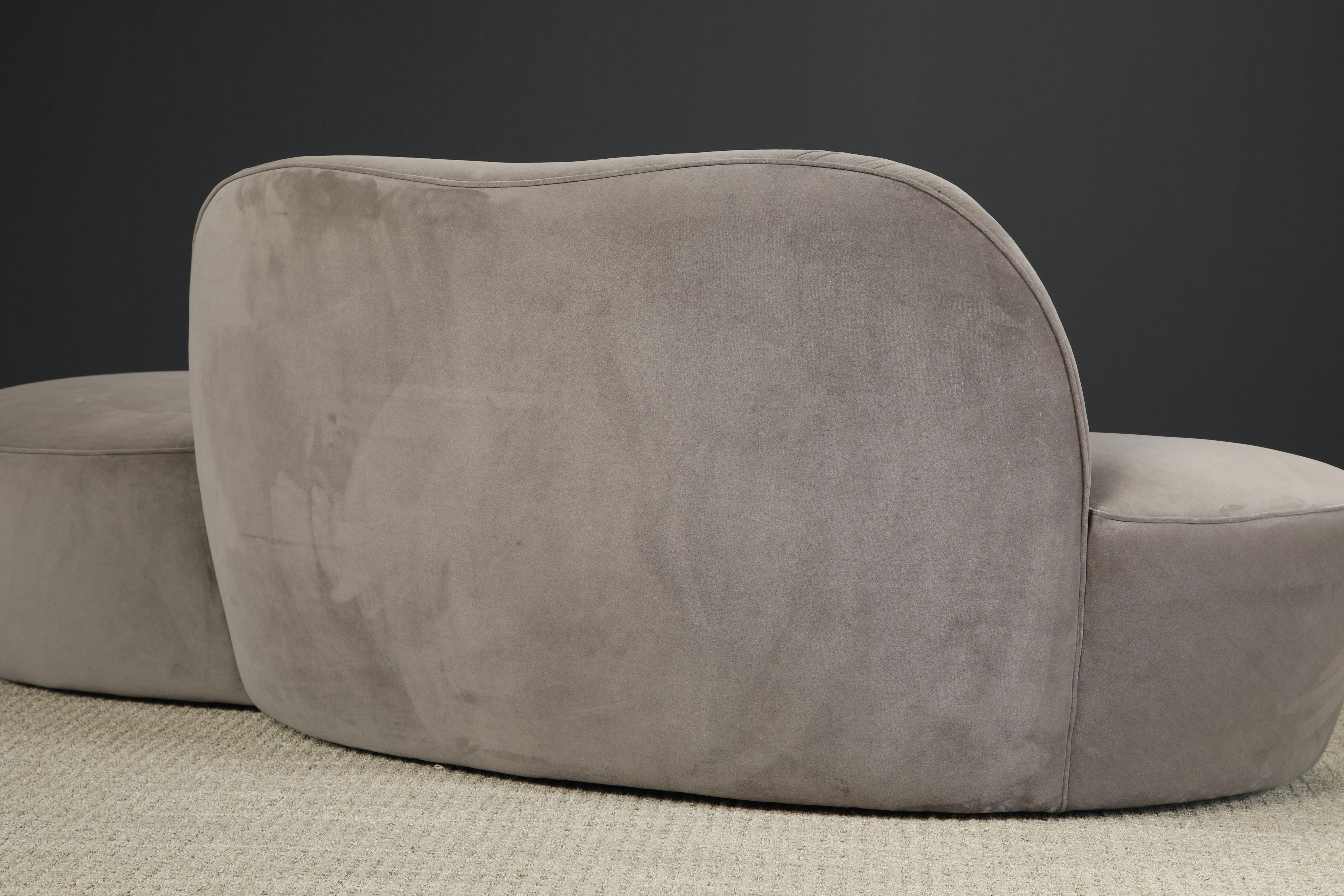 Vladimir Kagan for American Leather 'Zoe' Sofa in Grey Alcantara, Signed For Sale 9