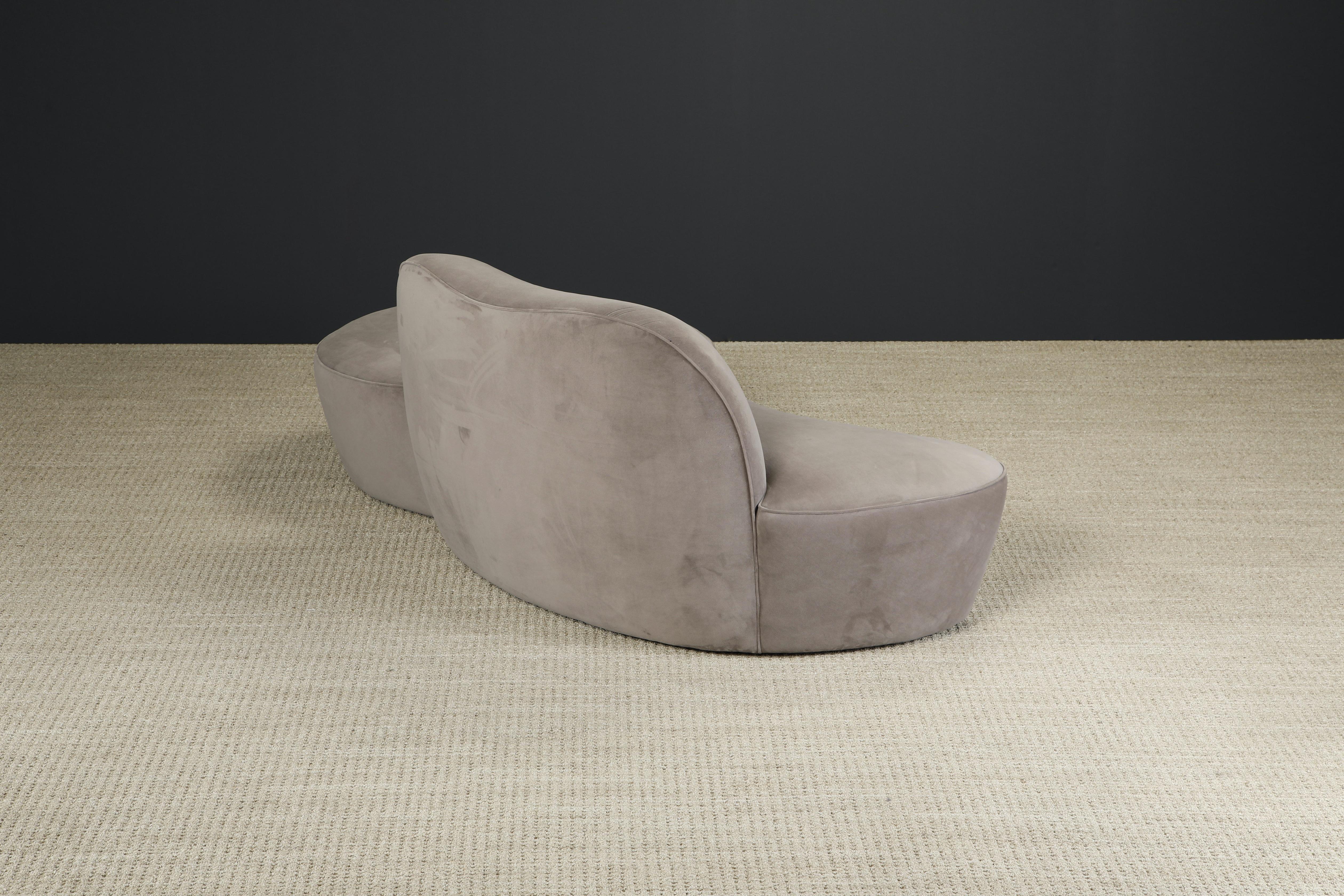 Modern Vladimir Kagan for American Leather 'Zoe' Sofa in Grey Alcantara, Signed For Sale