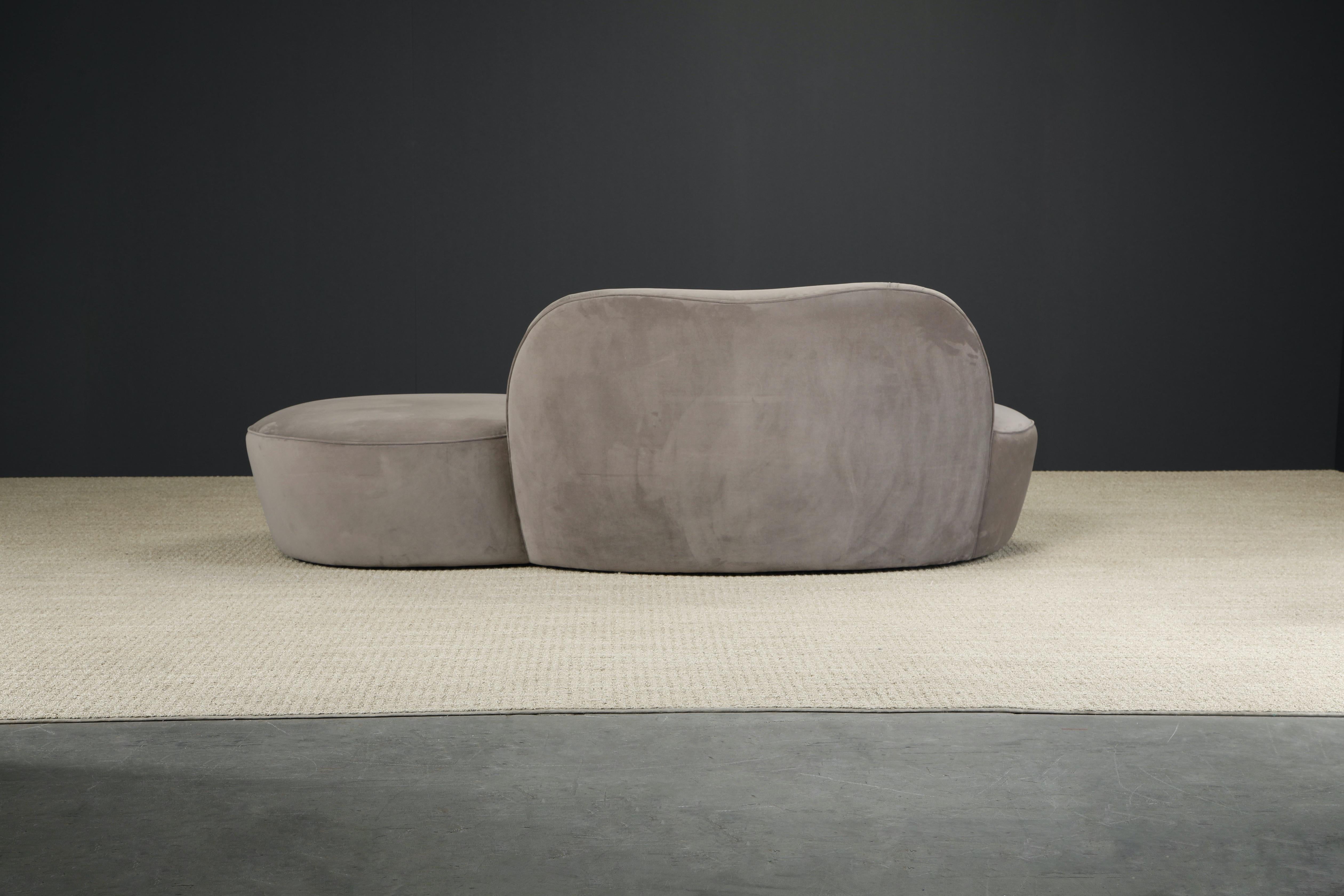 Contemporary Vladimir Kagan for American Leather 'Zoe' Sofa in Grey Alcantara, Signed For Sale