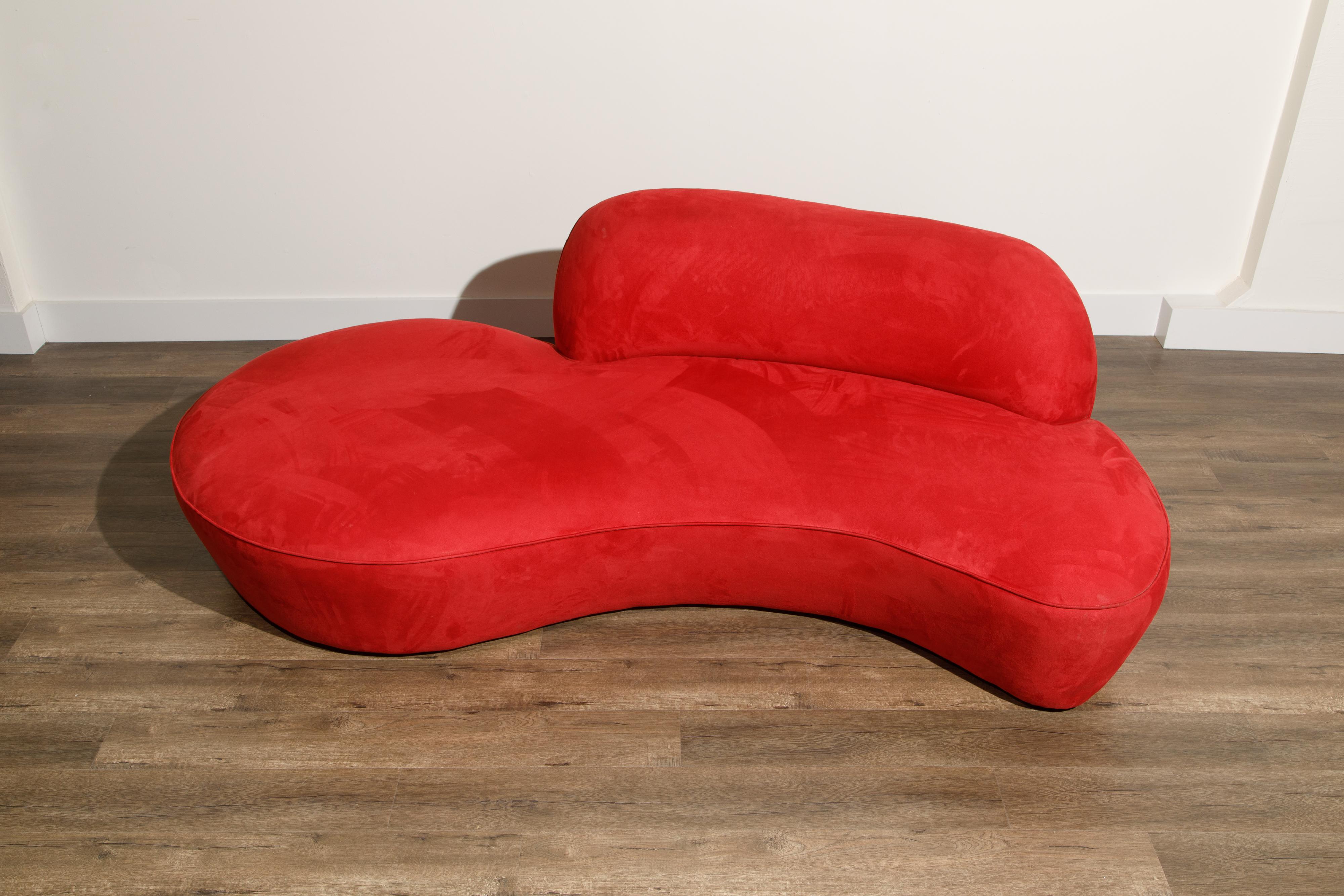 Vladimir Kagan for American Leather 'Zoe' Sofa in Red Alcantara, Signed 8