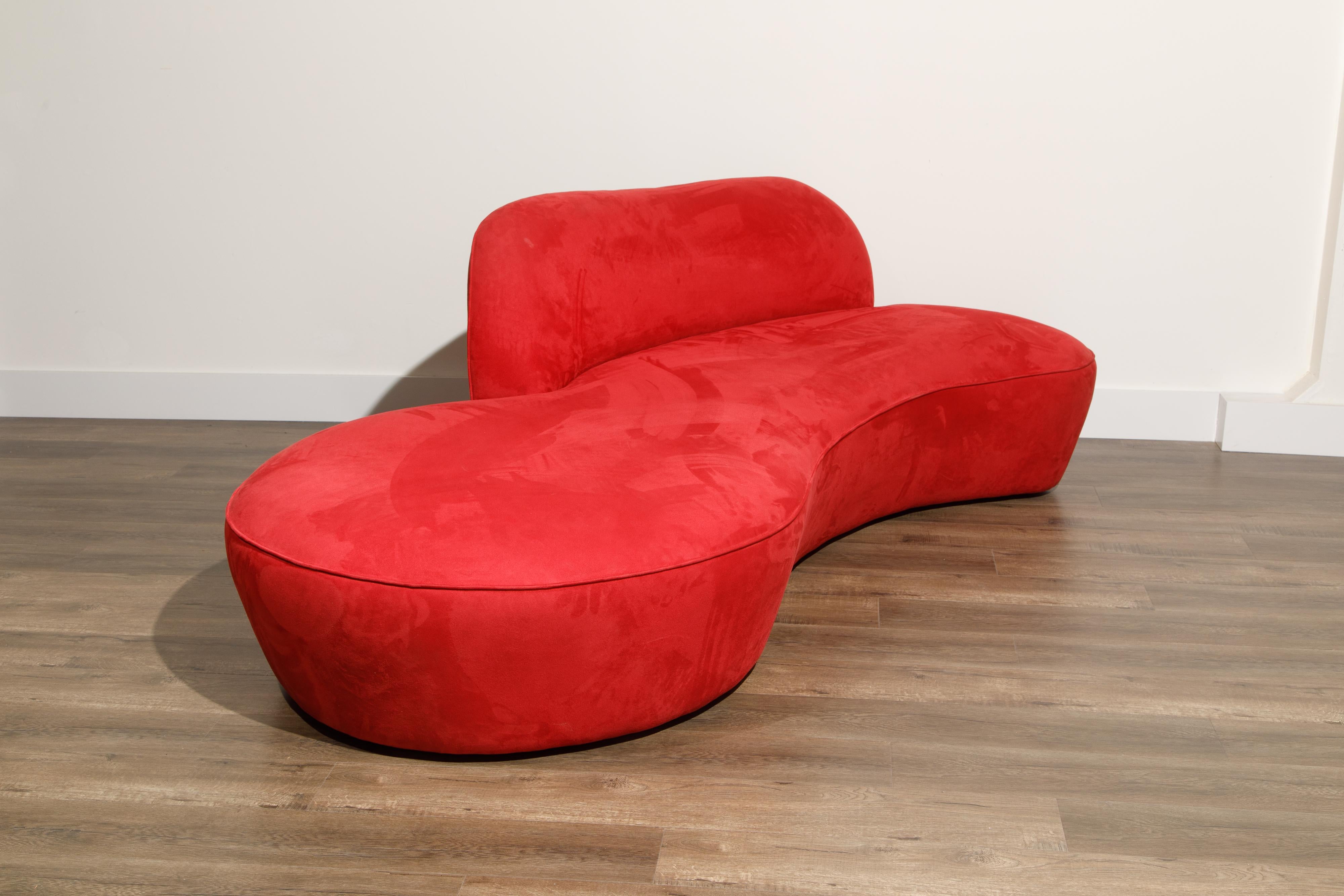 Vladimir Kagan for American Leather 'Zoe' Sofa in Red Alcantara, Signed 9
