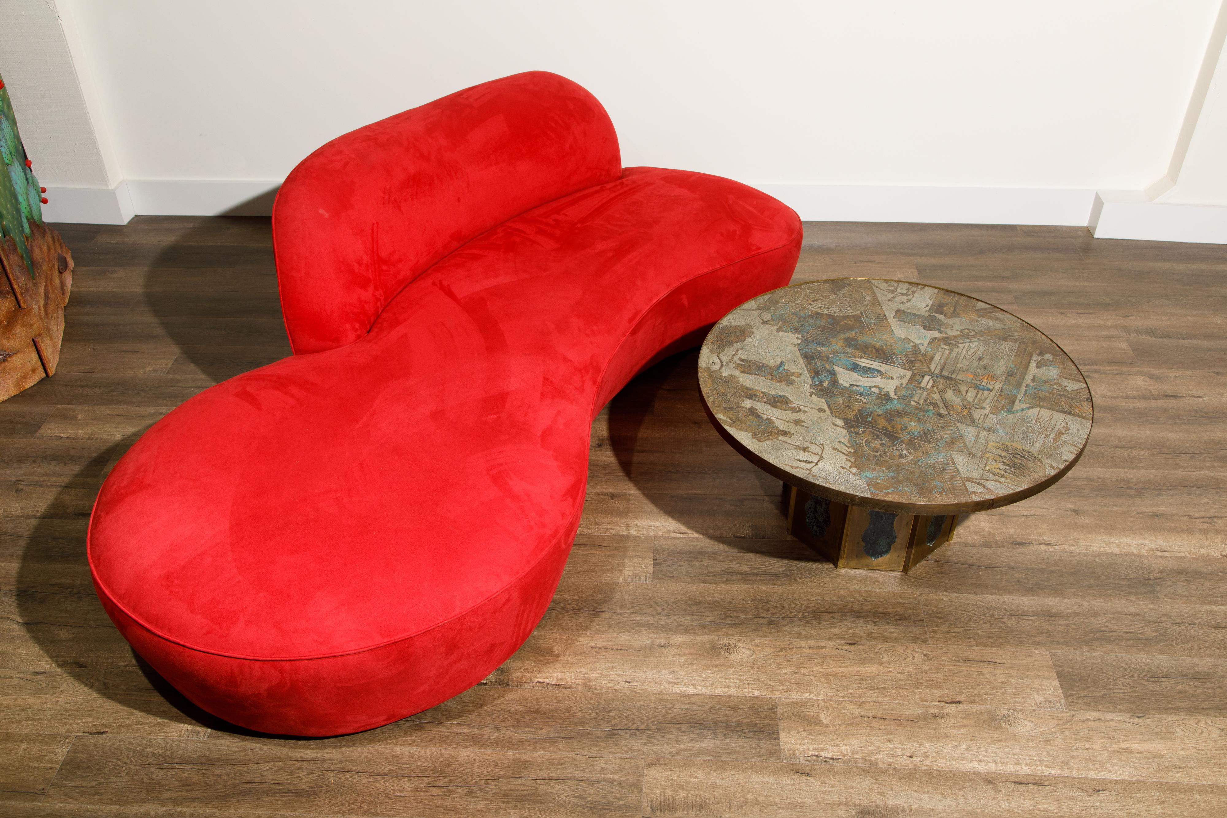Vladimir Kagan for American Leather 'Zoe' Sofa in Red Alcantara, Signed 10