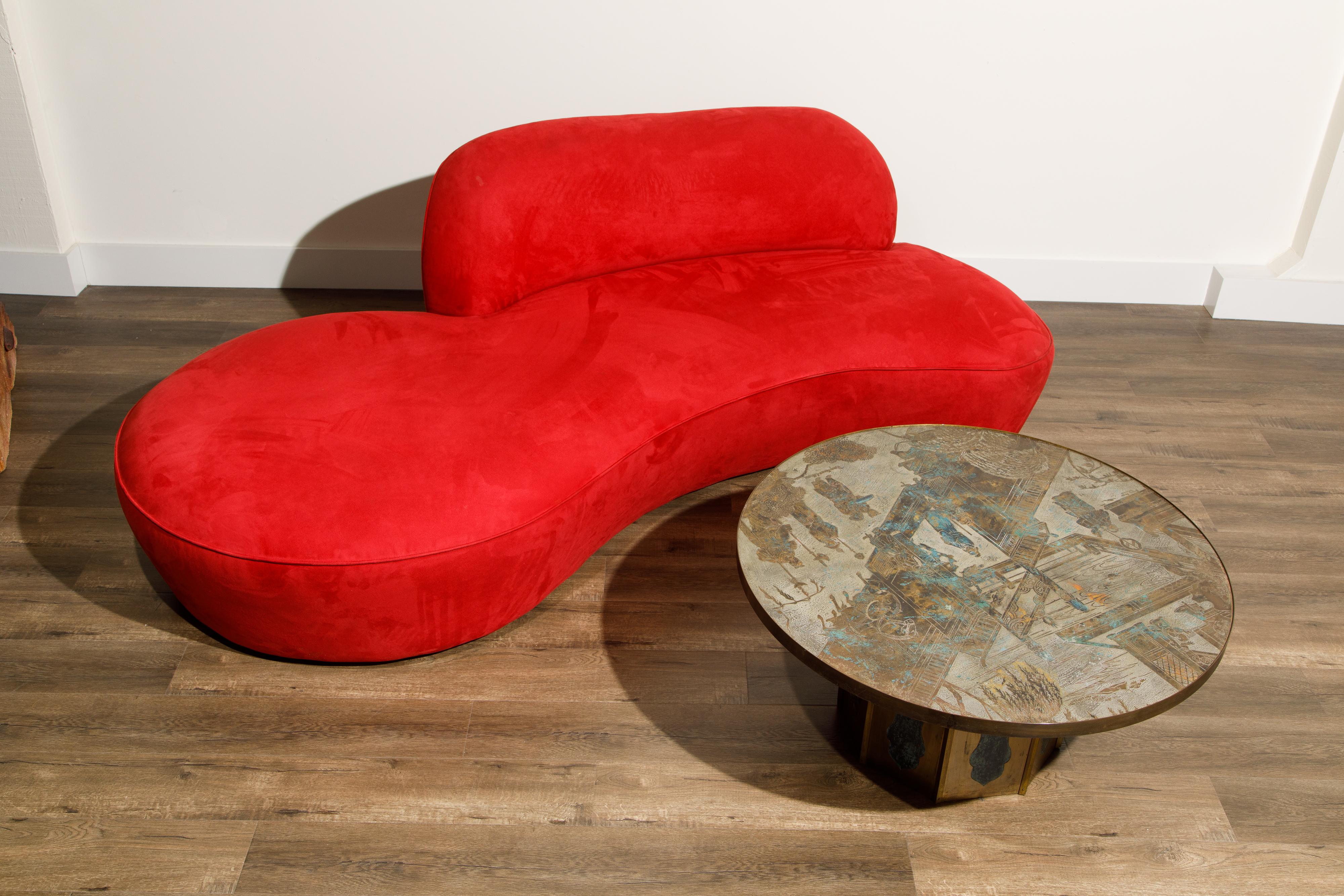 Vladimir Kagan for American Leather 'Zoe' Sofa in Red Alcantara, Signed 11