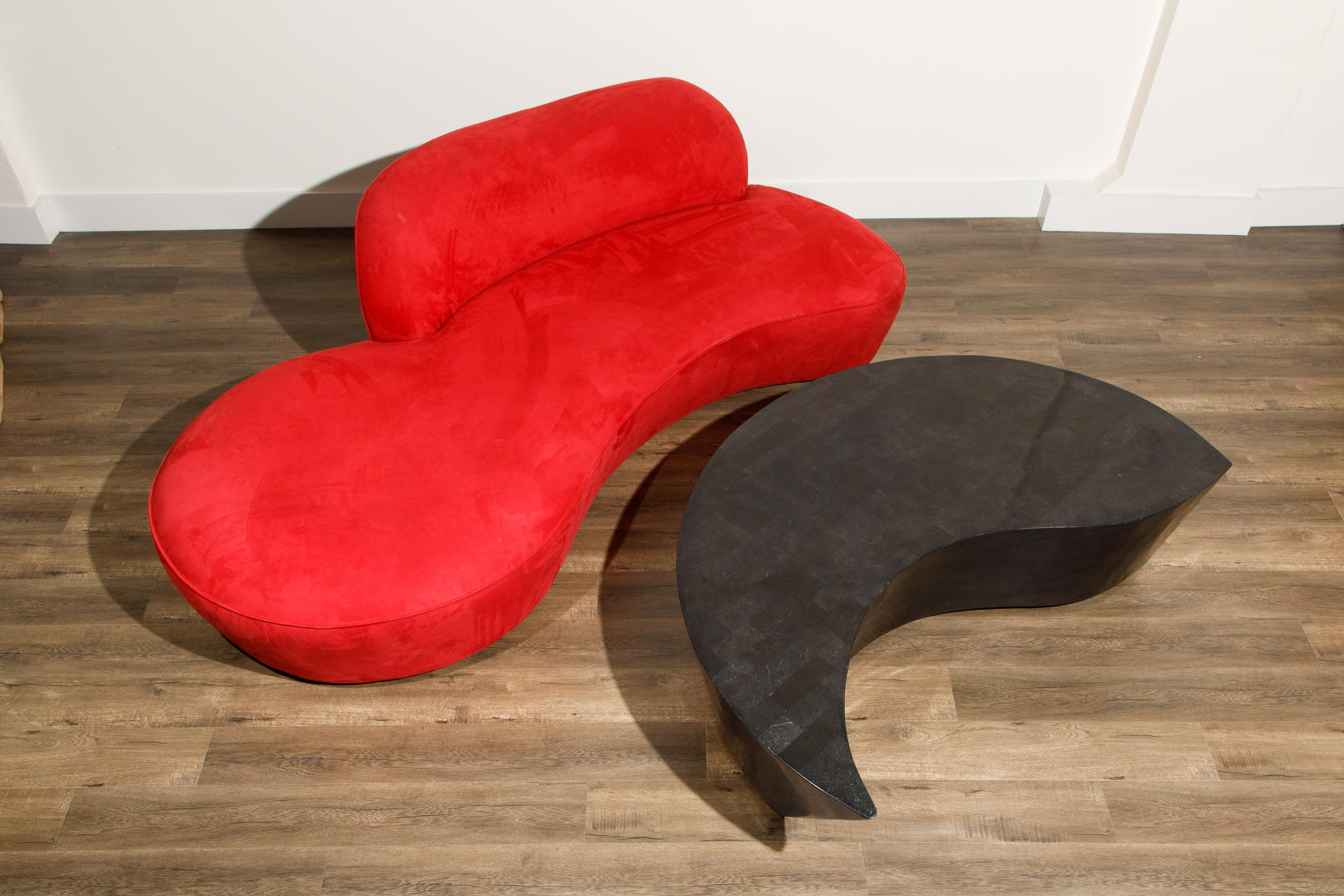 Vladimir Kagan for American Leather 'Zoe' Sofa in Red Alcantara, Signed 12