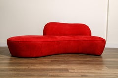 Vladimir Kagan for American Leather 'Zoe' Sofa in Red Alcantara, Signed