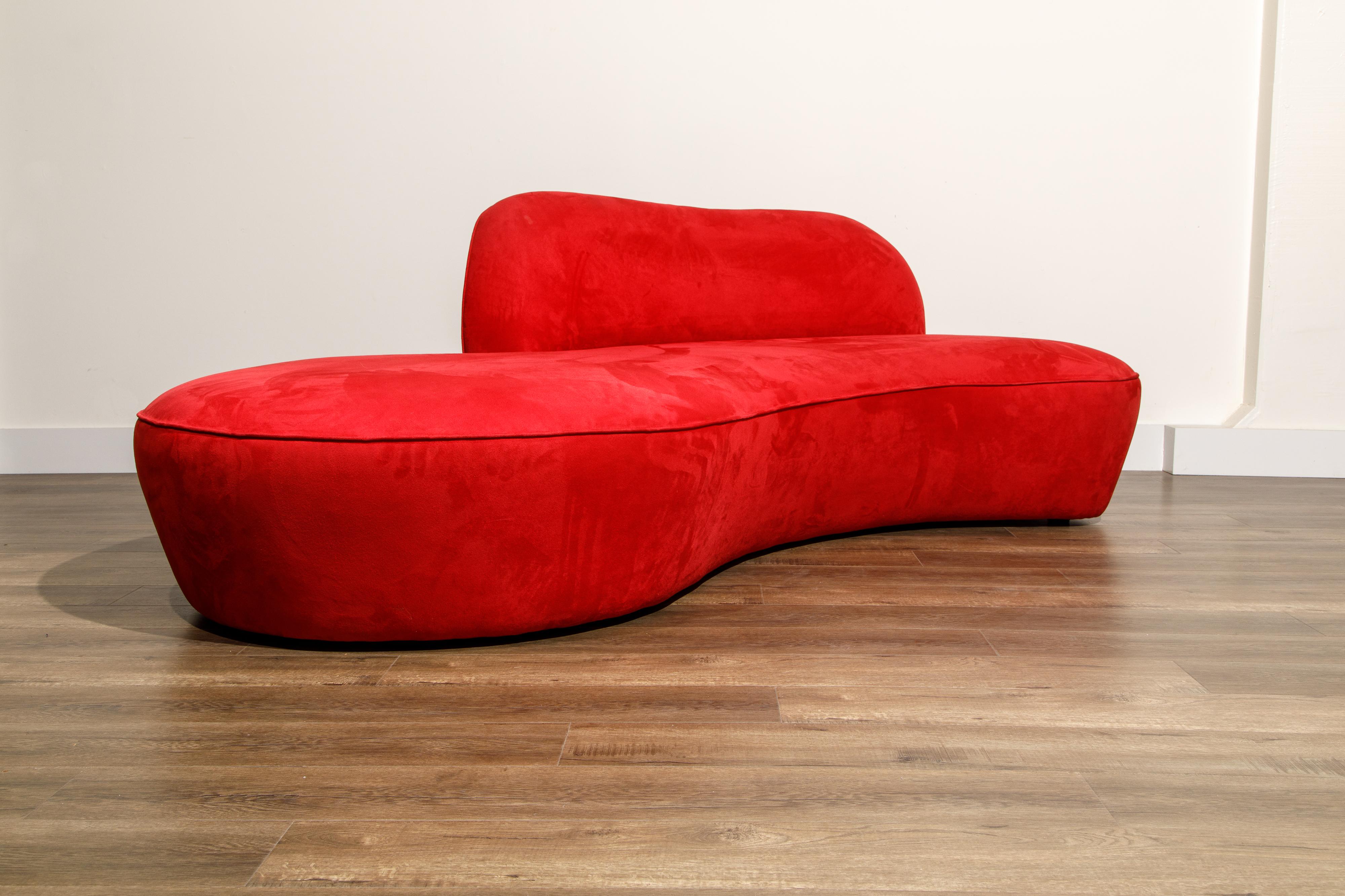 Modern Vladimir Kagan for American Leather 'Zoe' Sofa in Red Alcantara, Signed