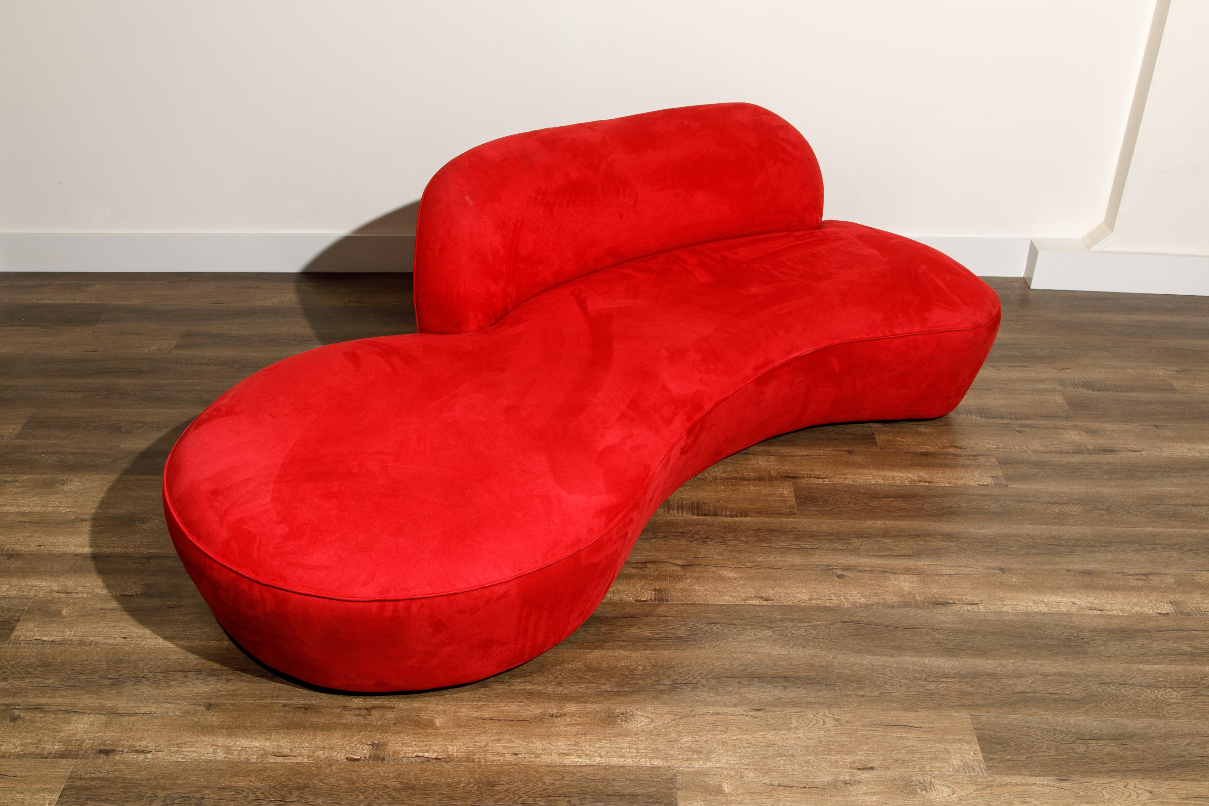 Contemporary Vladimir Kagan for American Leather 'Zoe' Sofa in Red Alcantara, Signed